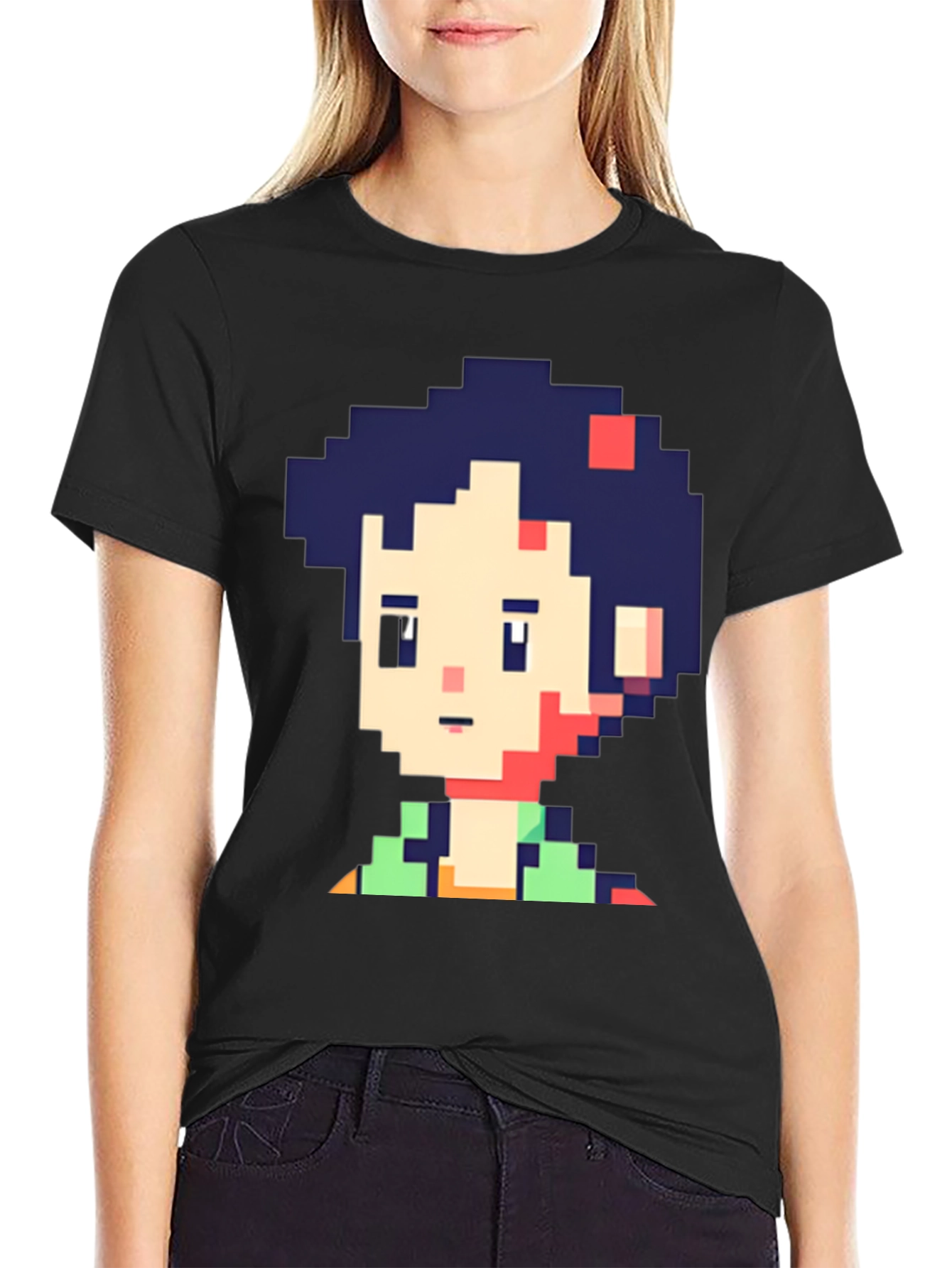 Pixel Art Character Graphic Black T-Shirt