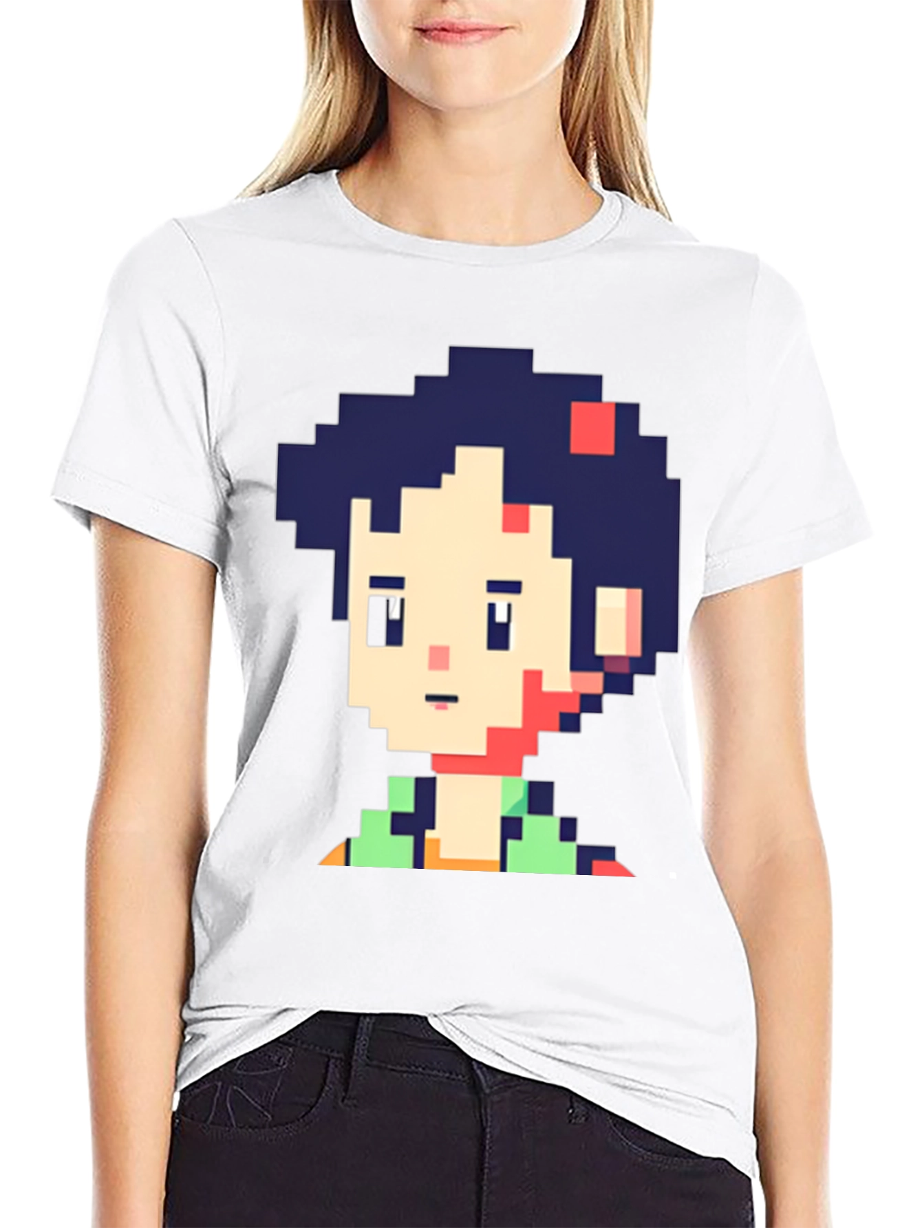 Pixel Art Character Graphic Black T-Shirt