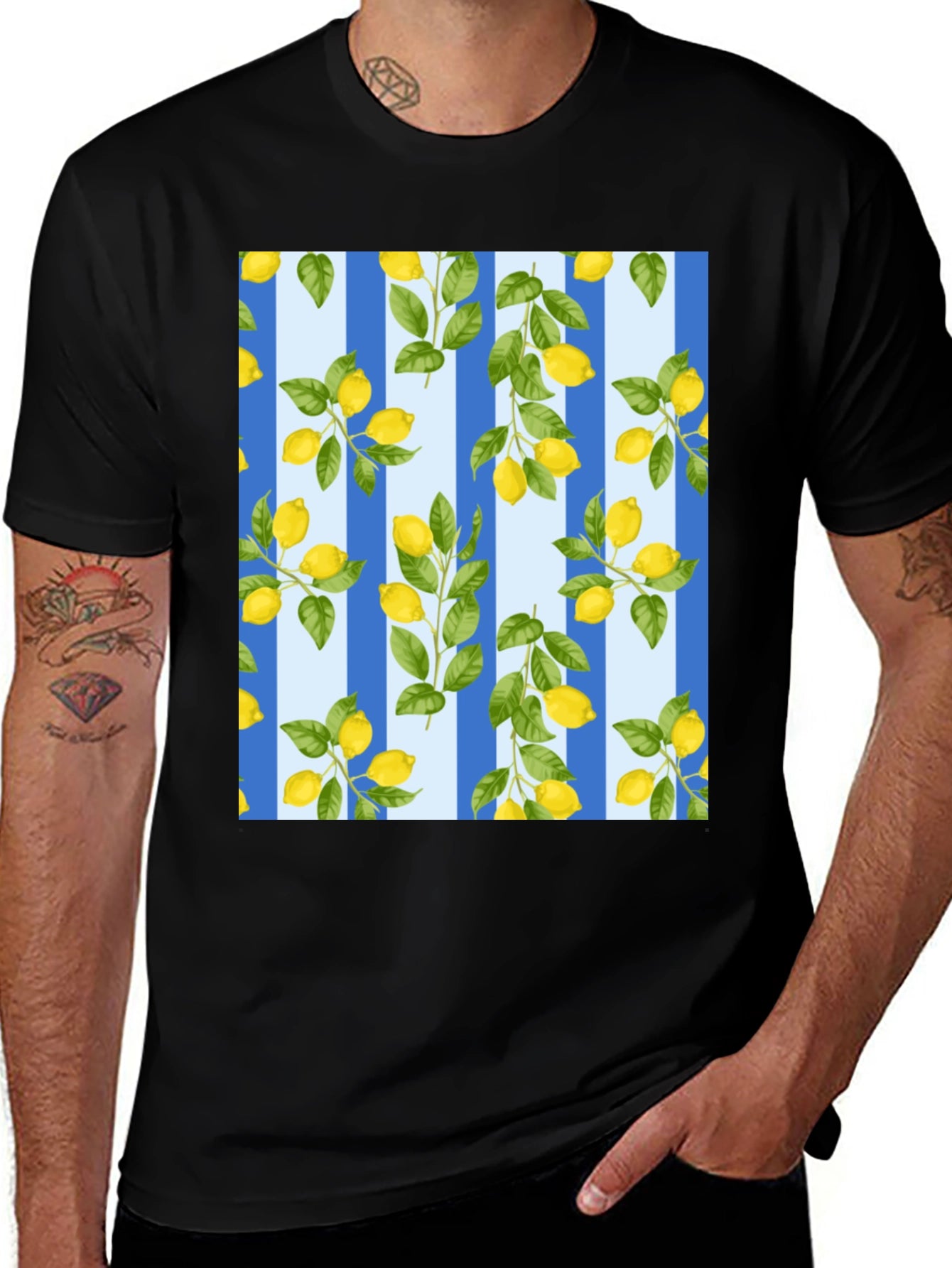 Striped Lemon Print T-Shirt