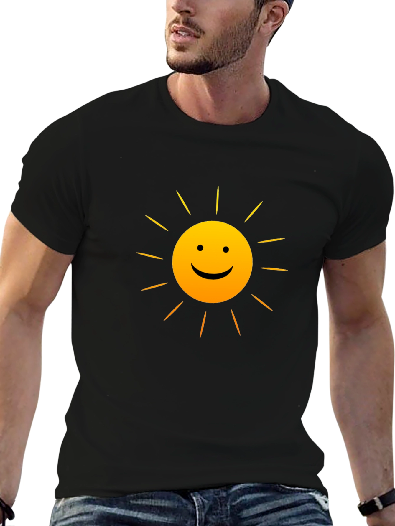 Sunny Smile Graphic Tee - Black Comfort Fit