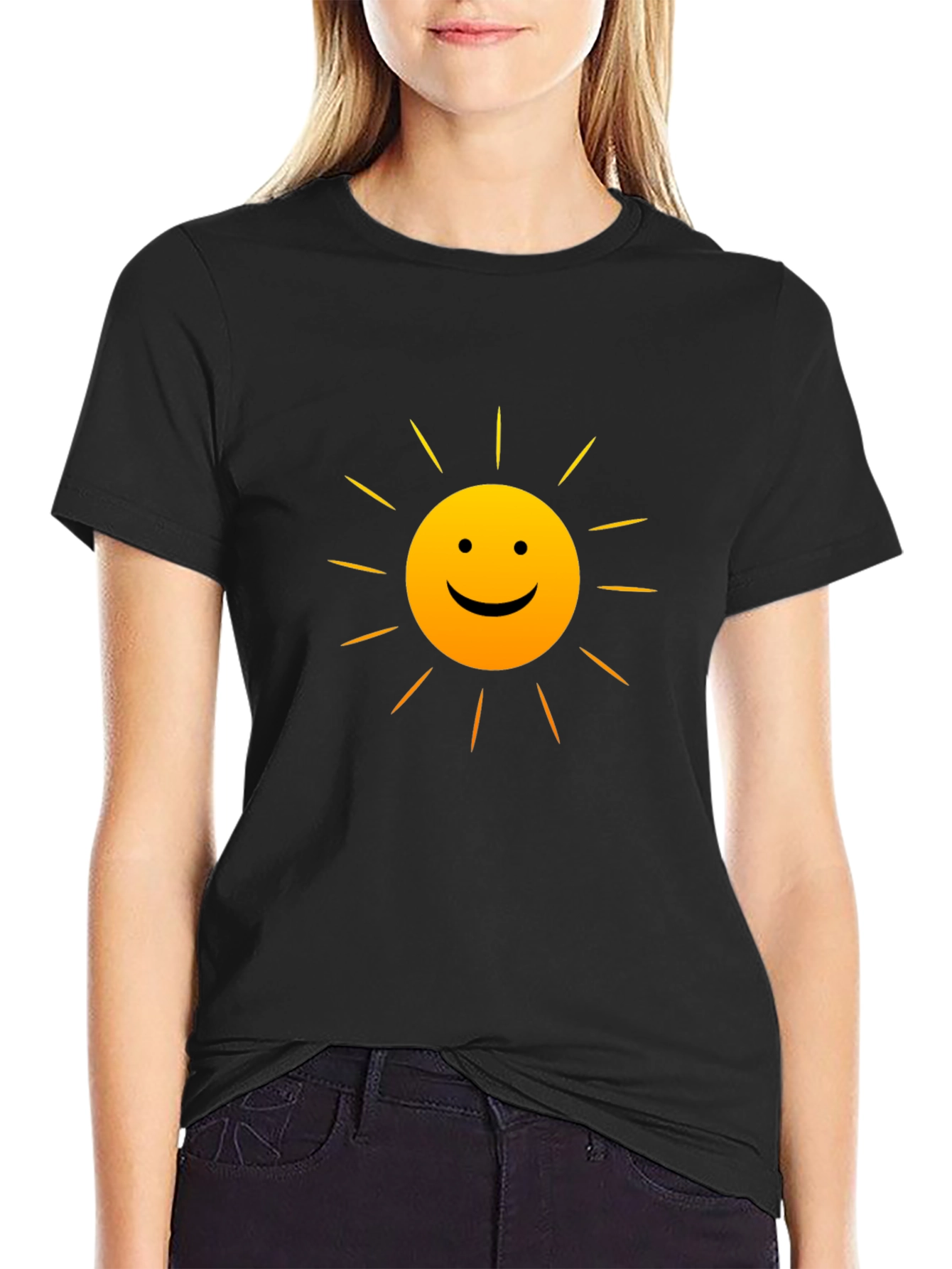 Sunny Smile Graphic Tee - Black Comfort Fit