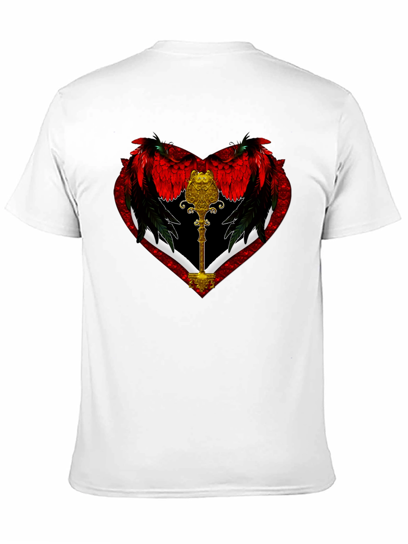 Winged Heart Key Graphic Black T-Shirt