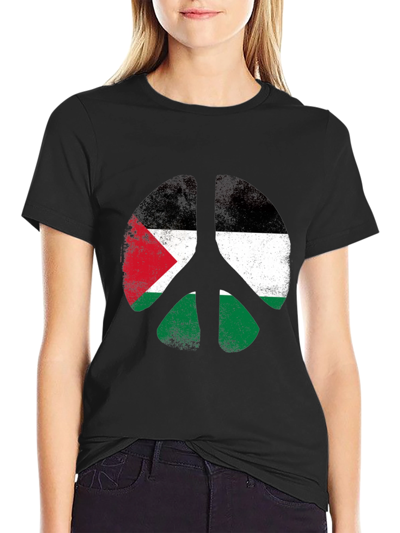 Peace Palestine Flag Graphic T-Shirt