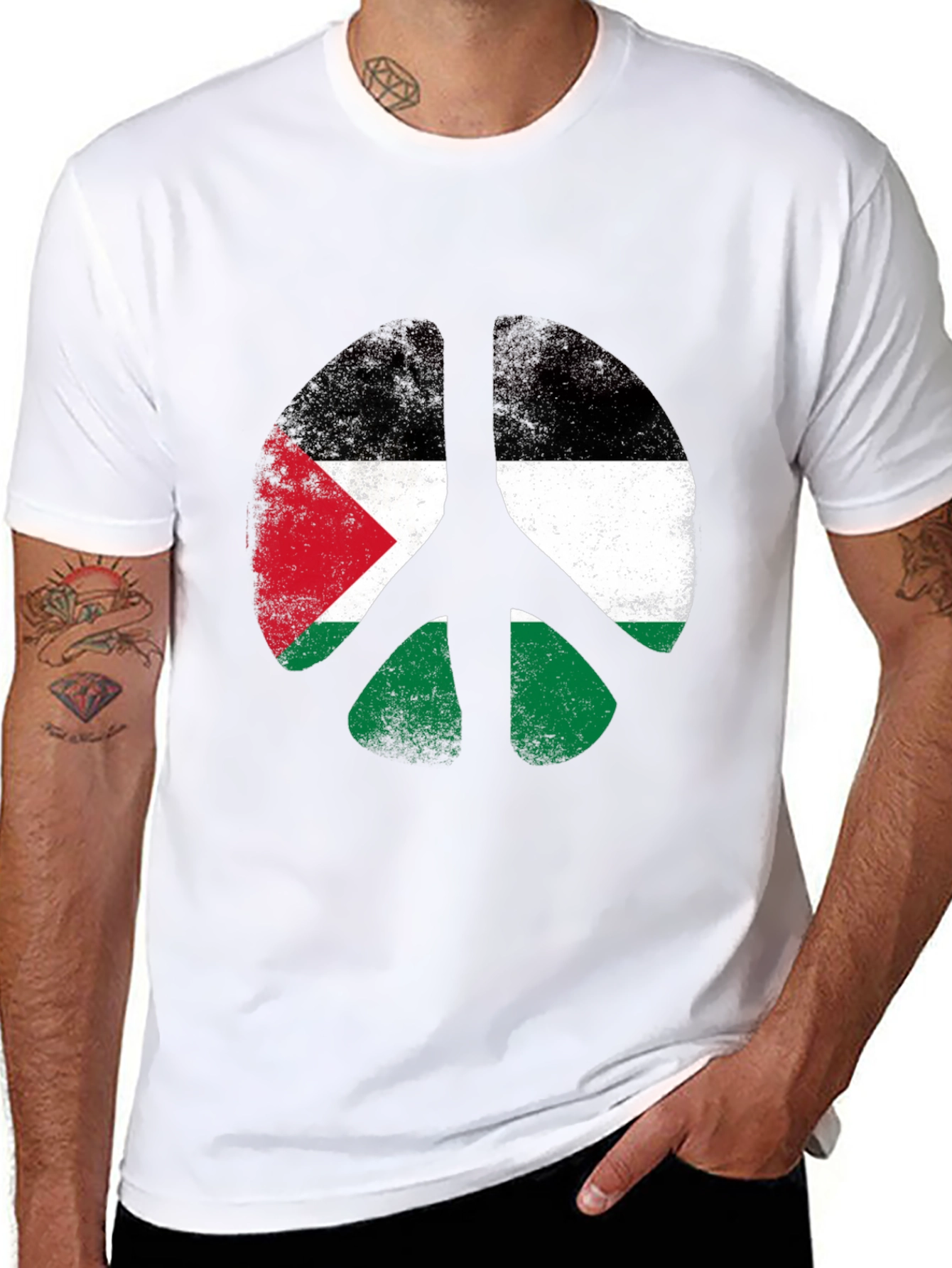Peace Palestine Flag Graphic T-Shirt