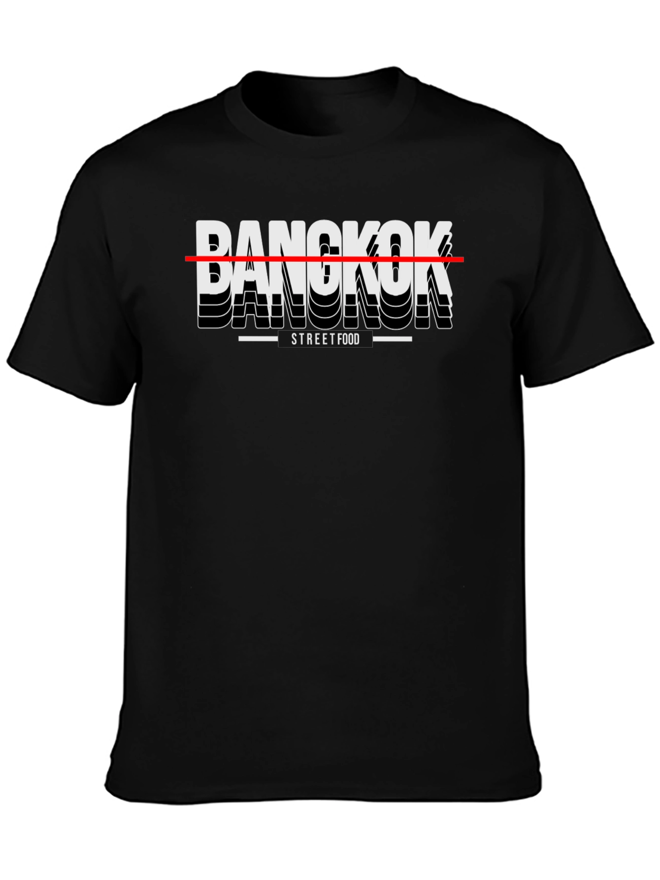 Bangkok Street Food T-Shirt - Casual Black Tee