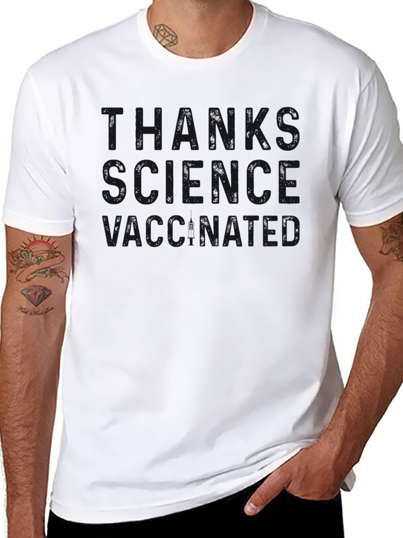 Thanks Science Vaccinated Black T-Shirt