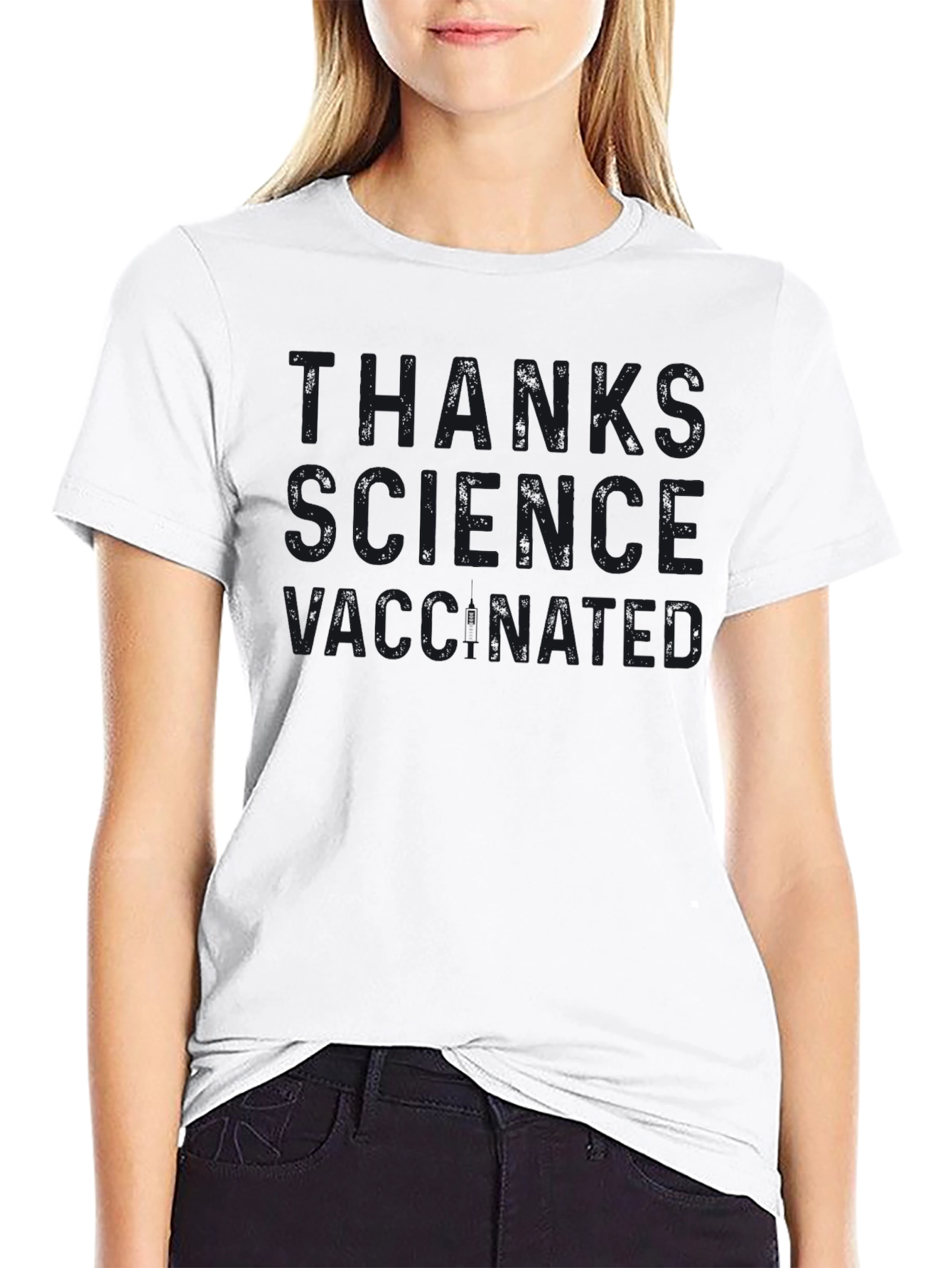 Thanks Science Vaccinated Black T-Shirt
