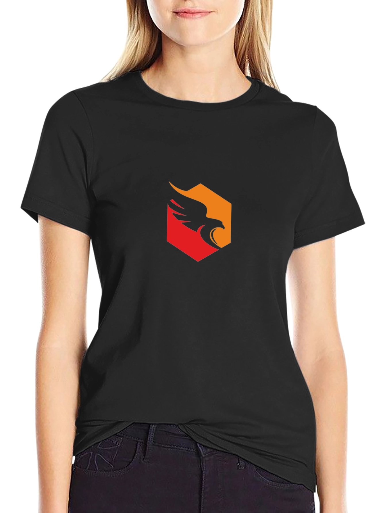 Mens Black T-Shirt with Eagle Emblem