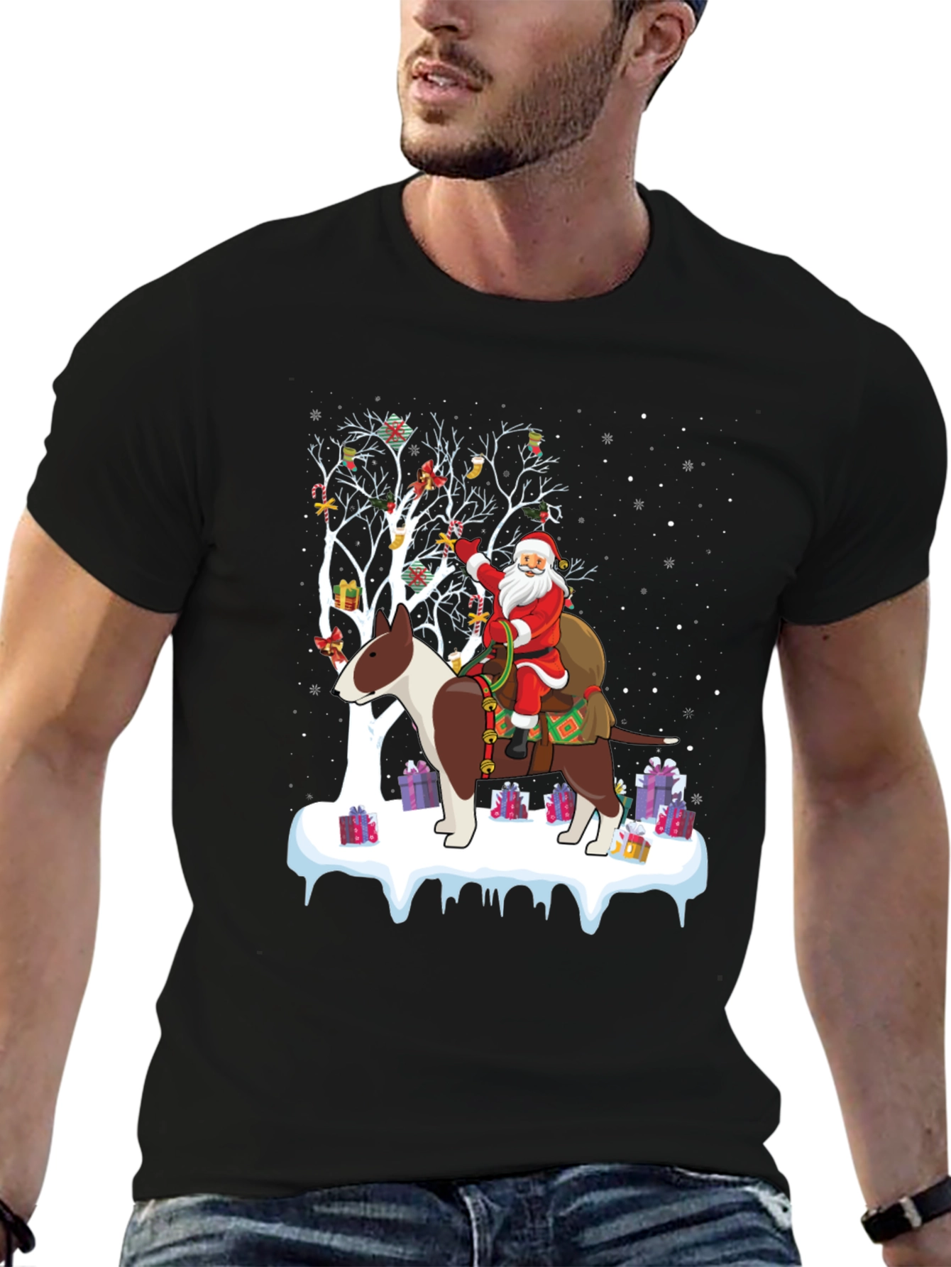 Christmas Santa Dog Graphic Tee