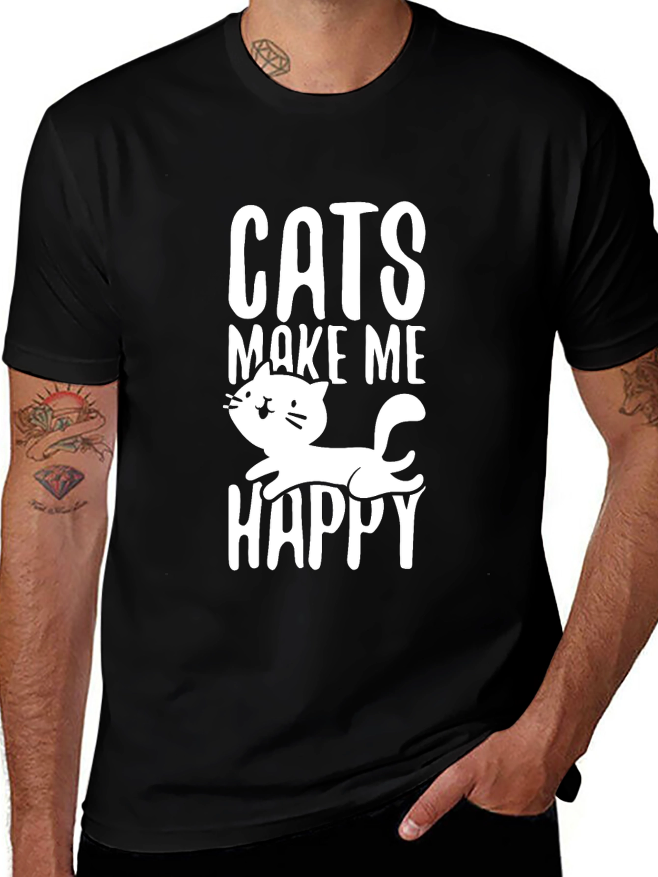 Cats Make Me Happy Graphic T-Shirt