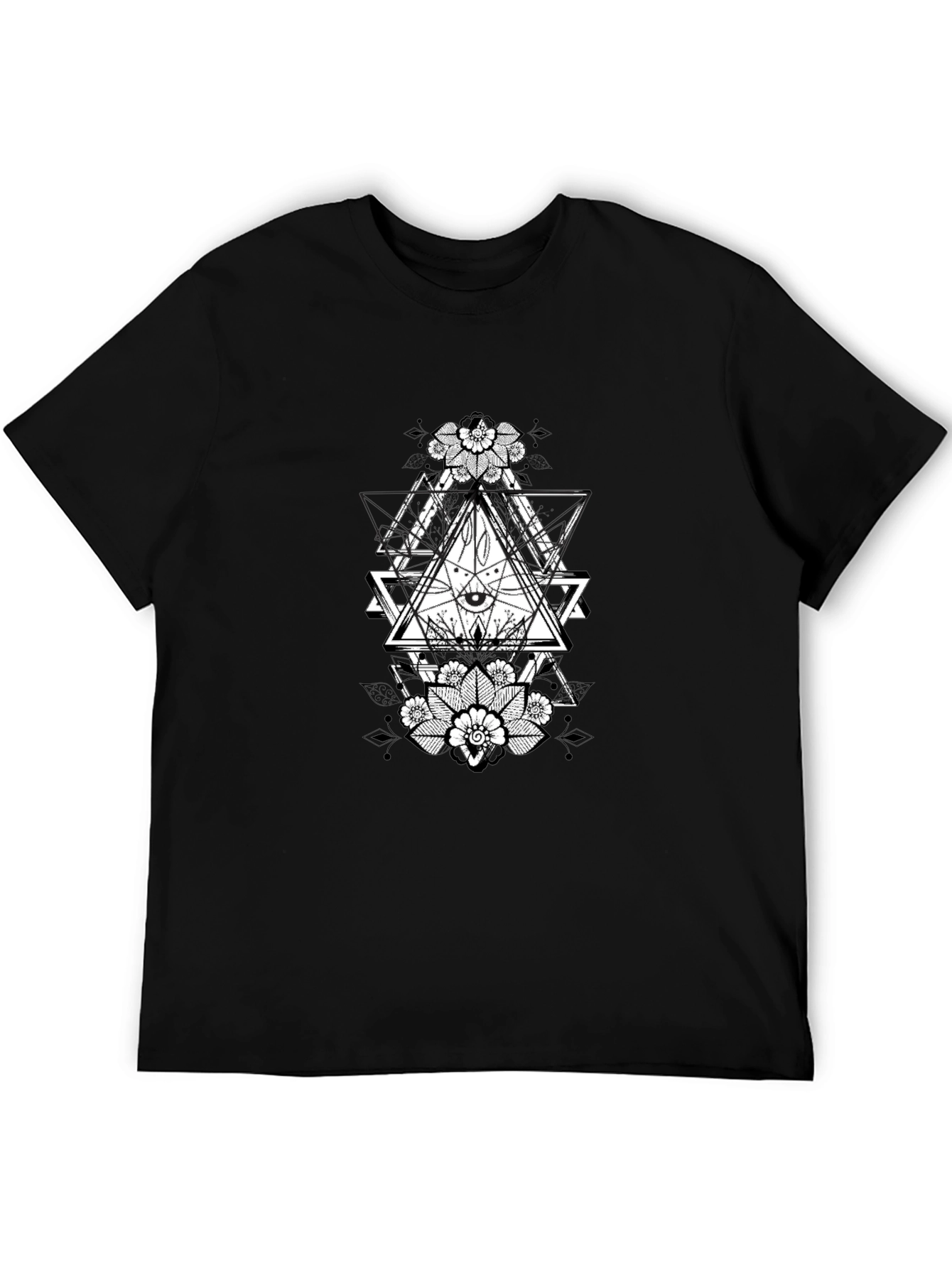 Geometric Eye Graphic Black T-Shirt