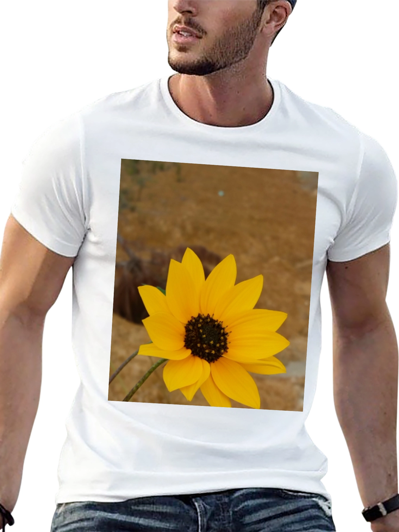 Sunflower Graphic Print Black T-Shirt