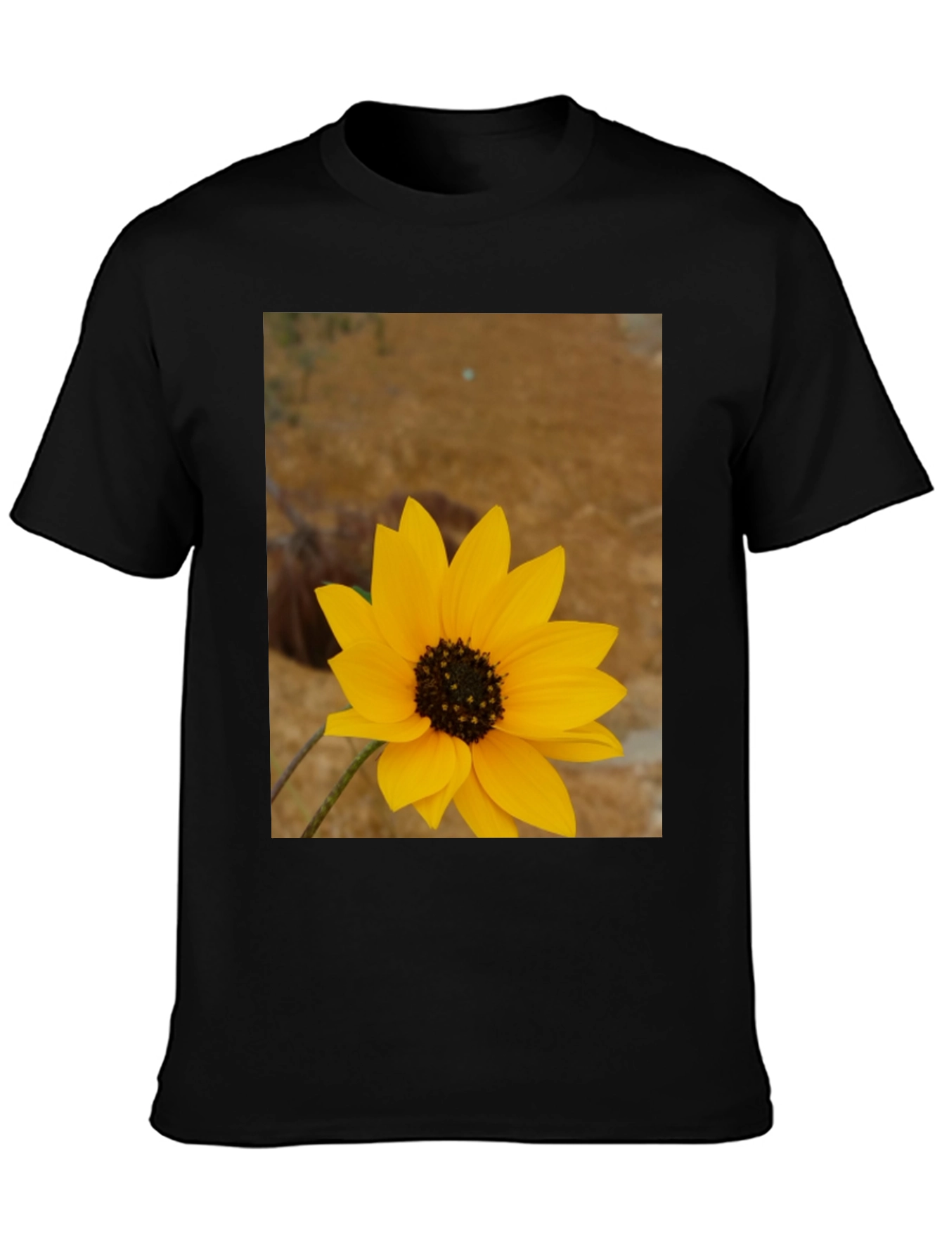 Sunflower Graphic Print Black T-Shirt