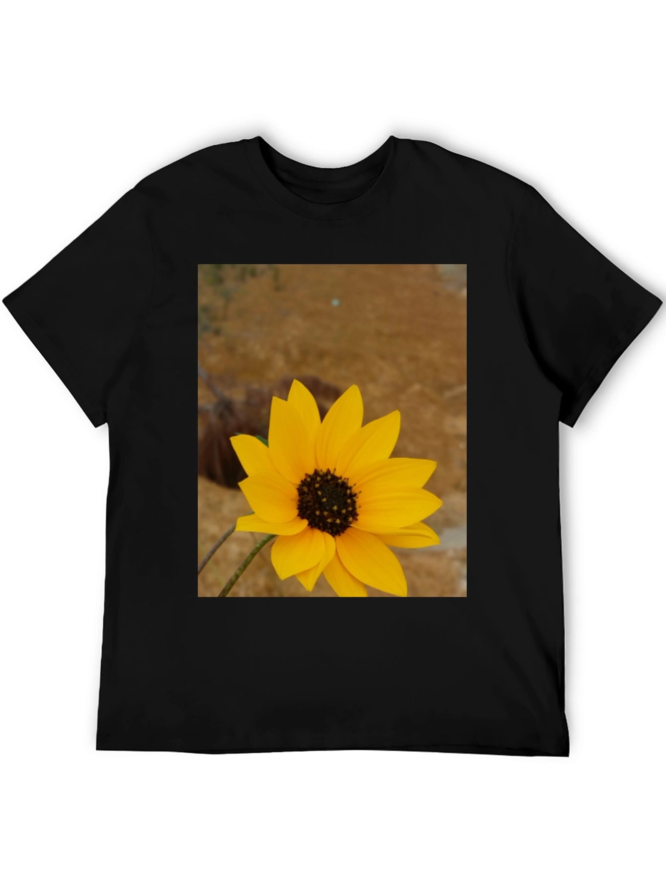 Sunflower Graphic Print Black T-Shirt