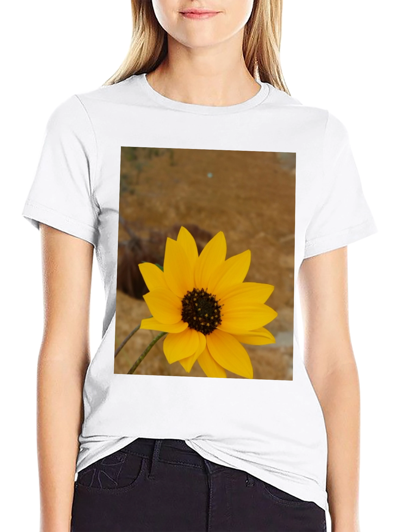 Sunflower Graphic Print Black T-Shirt