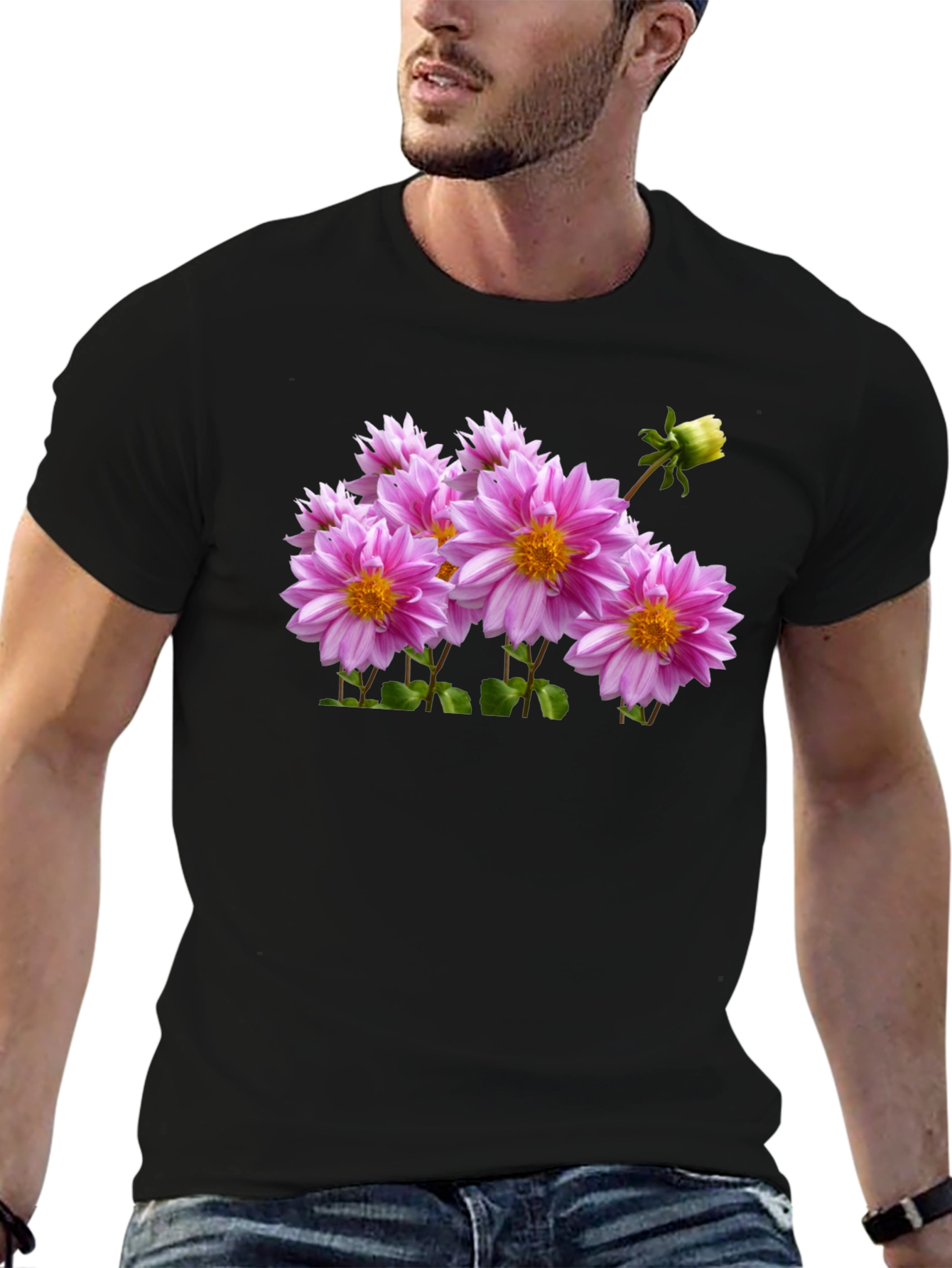 Floral Print Black T-Shirt