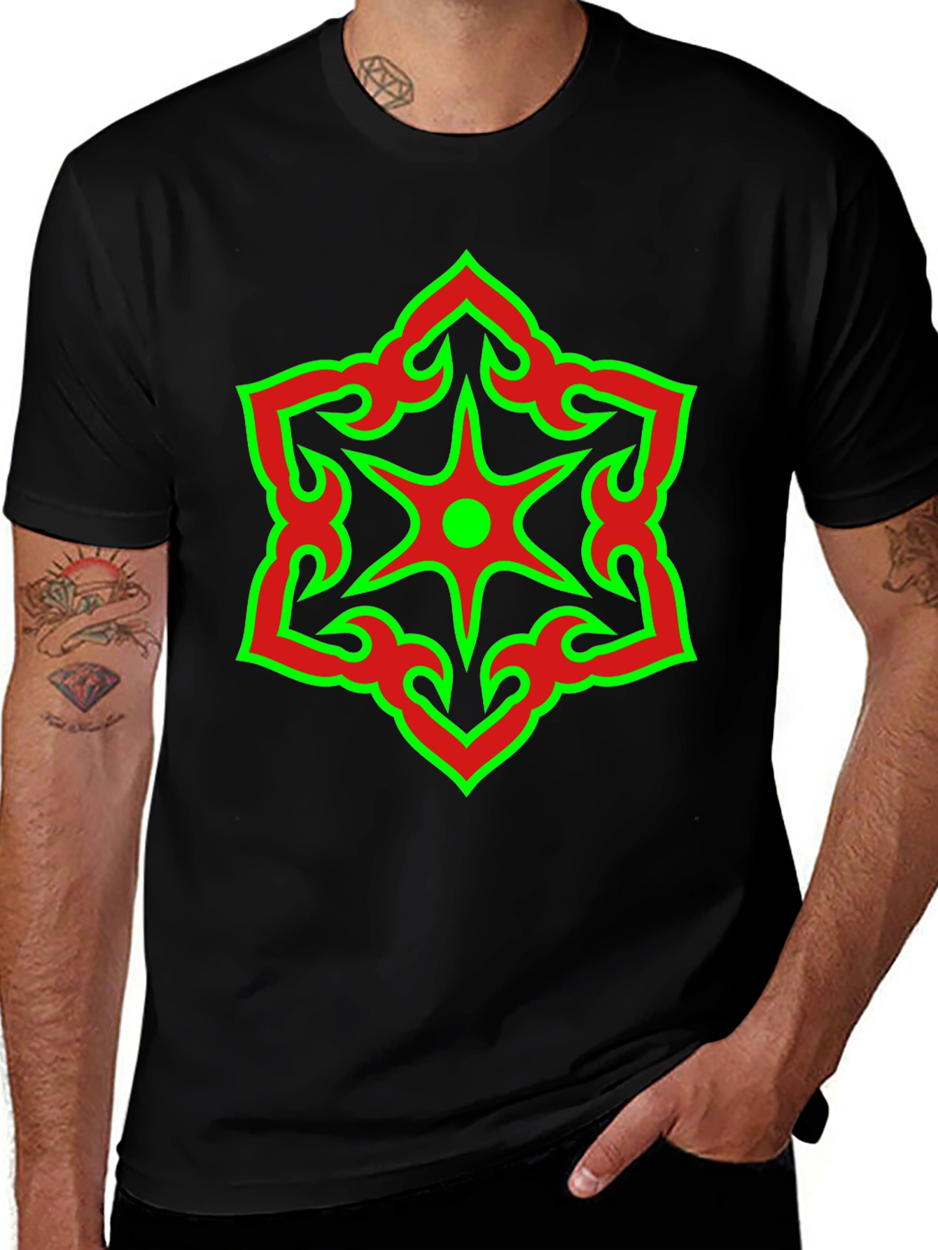 Star Design Black T-Shirt