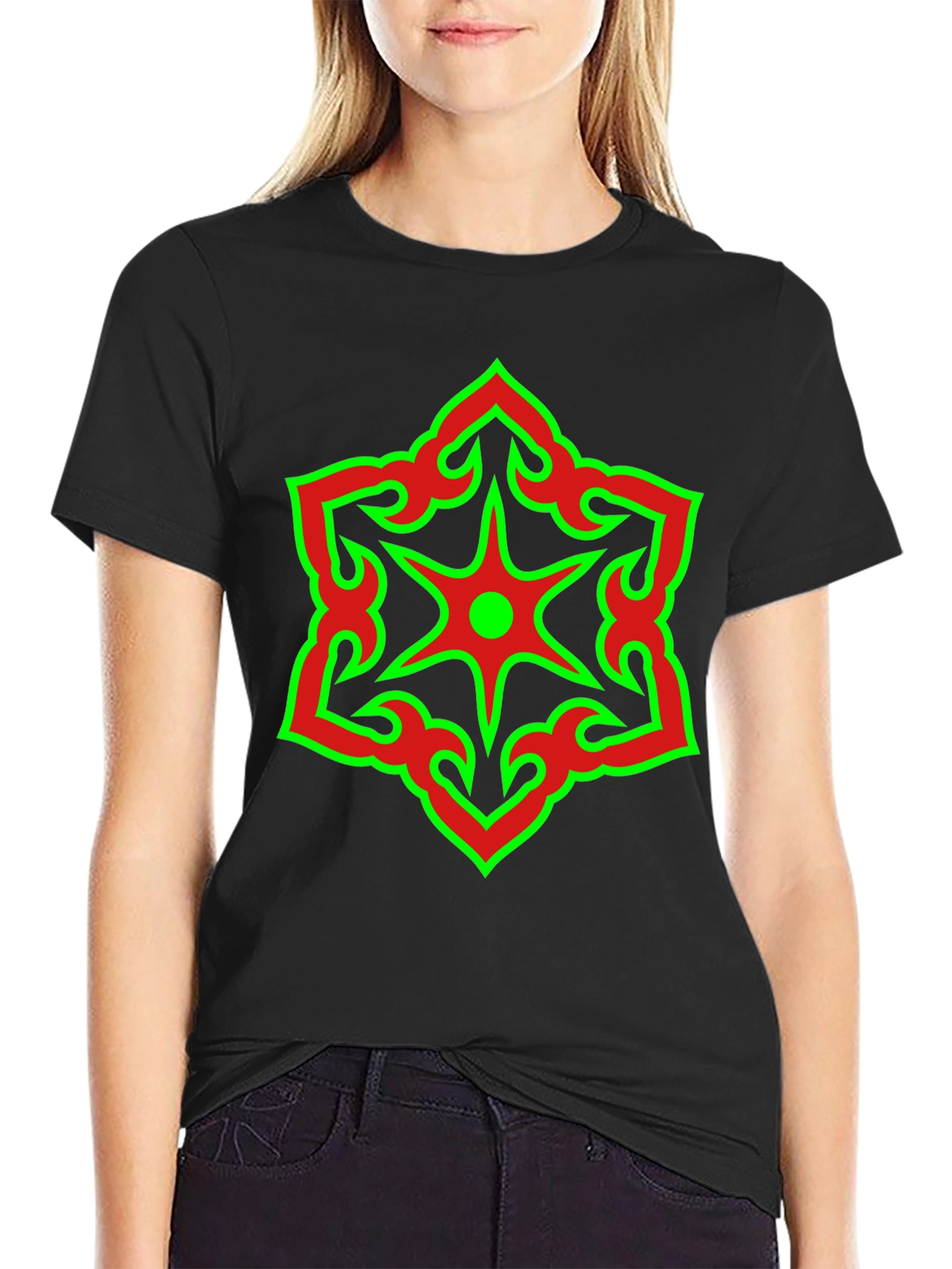 Star Design Black T-Shirt