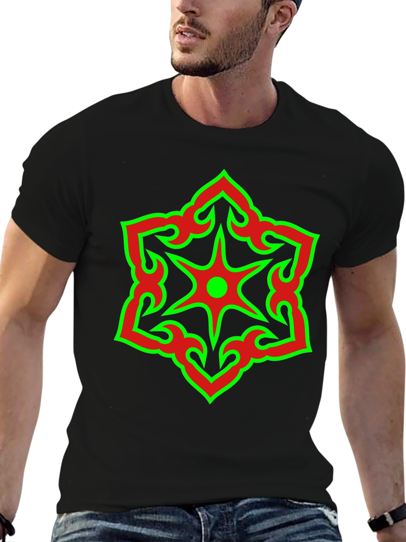 Star Design Black T-Shirt