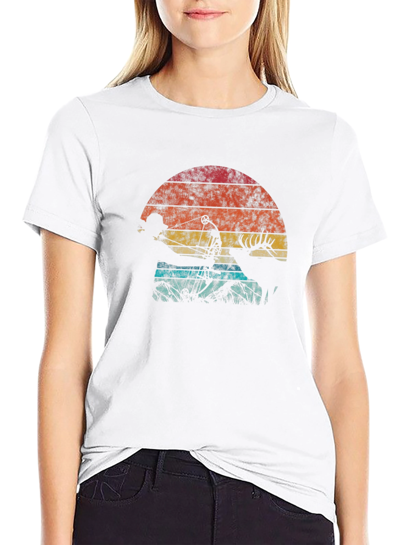 Retro Hunter T-Shirt - Bow Hunting Deer Design
