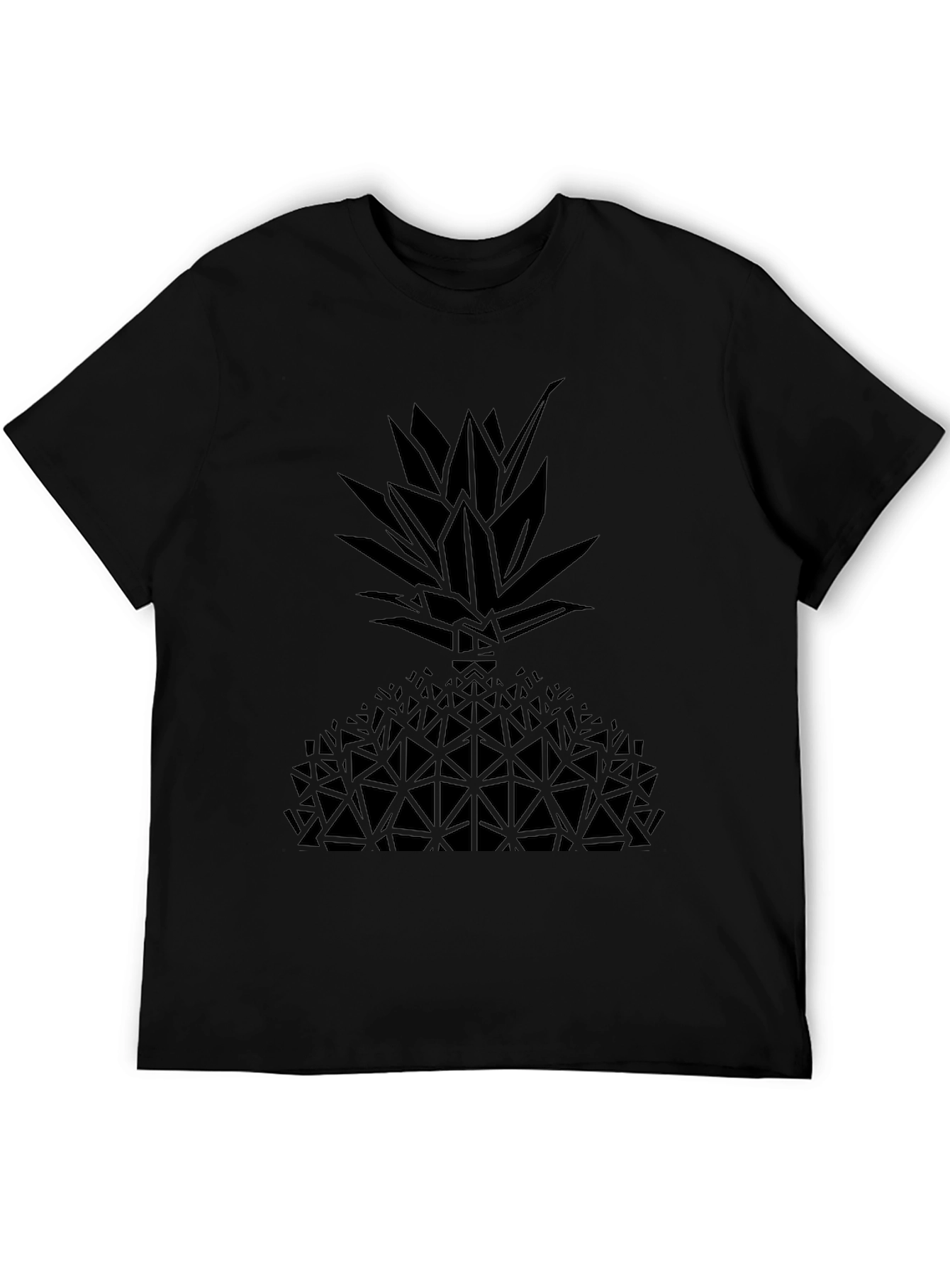 Geometric Pineapple Graphic Tee - Black