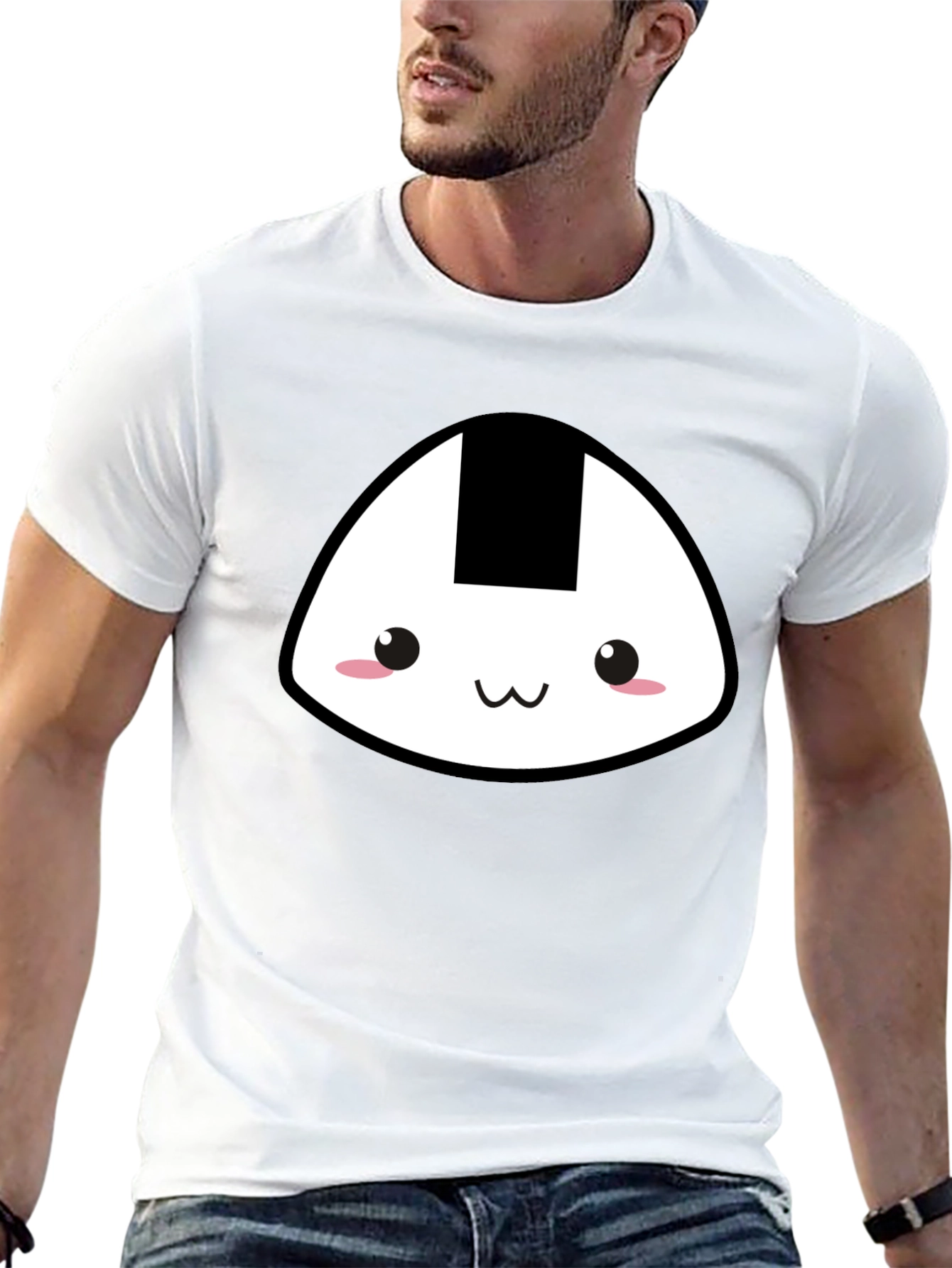 Cute Onigiri Graphic Tee - Black