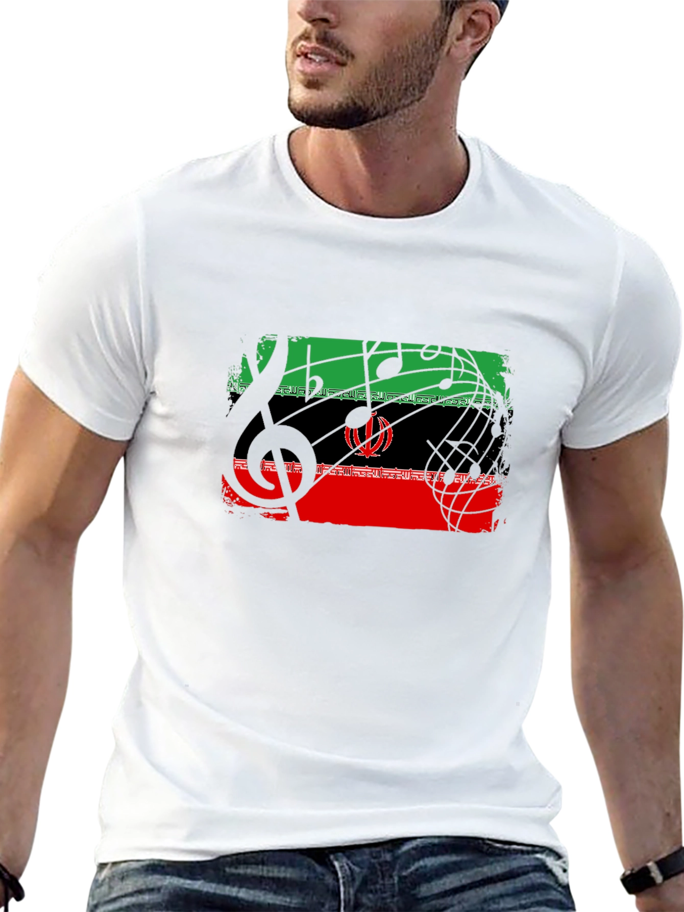 Musical Iran Flag Graphic T-Shirt