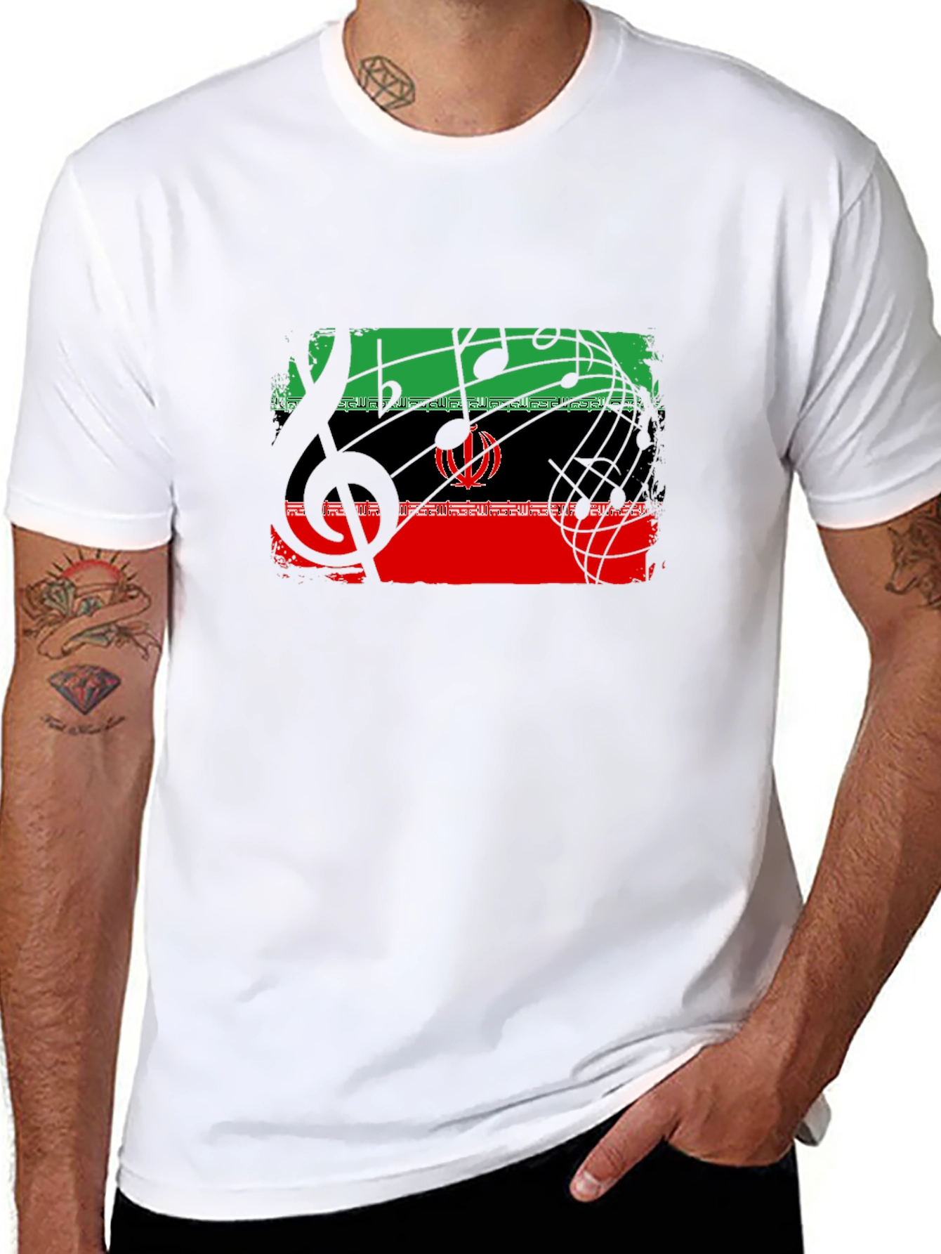 Musical Iran Flag Graphic T-Shirt