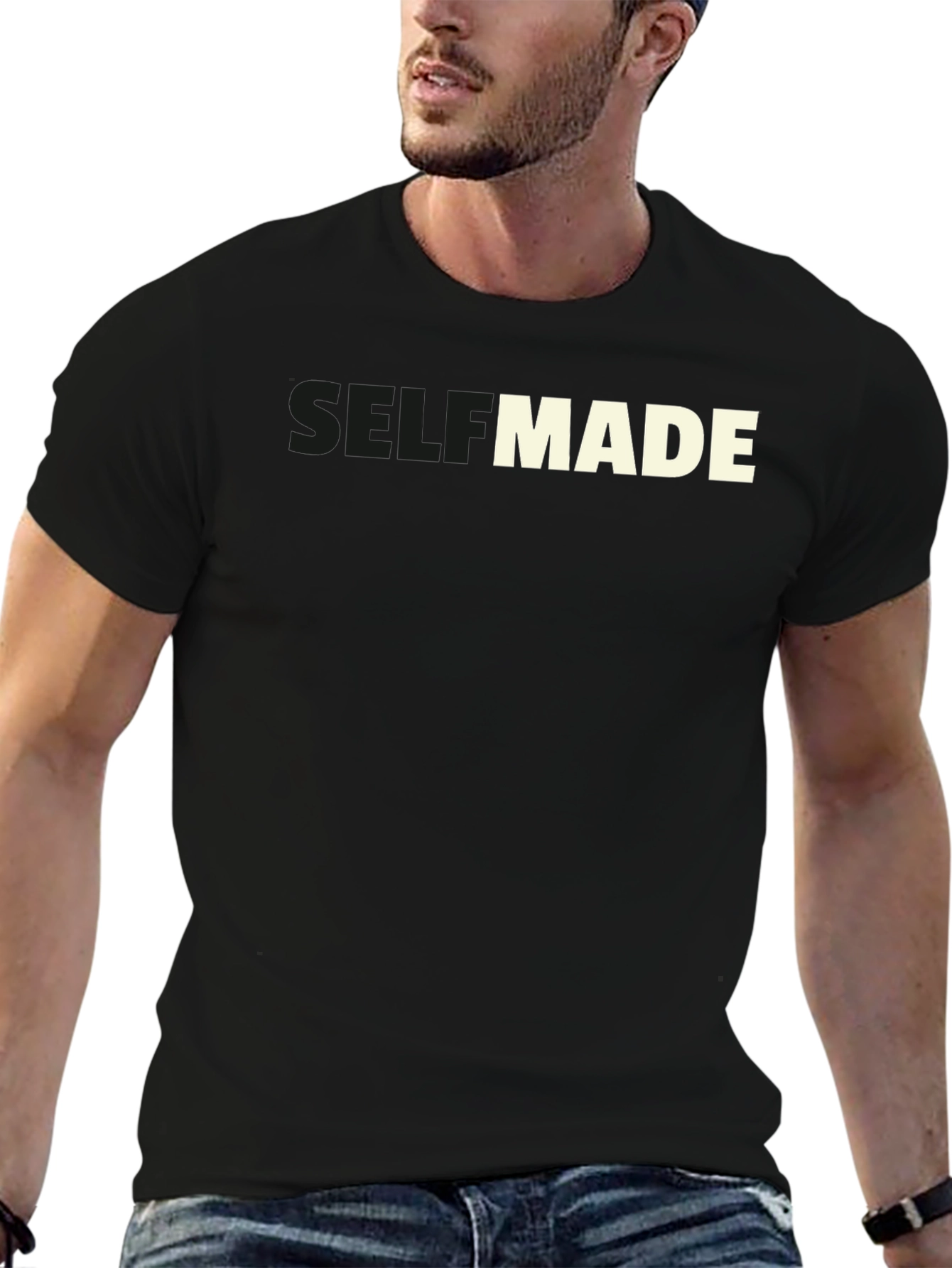 Self Made Black T-Shirt - Motivational Graphic Tee