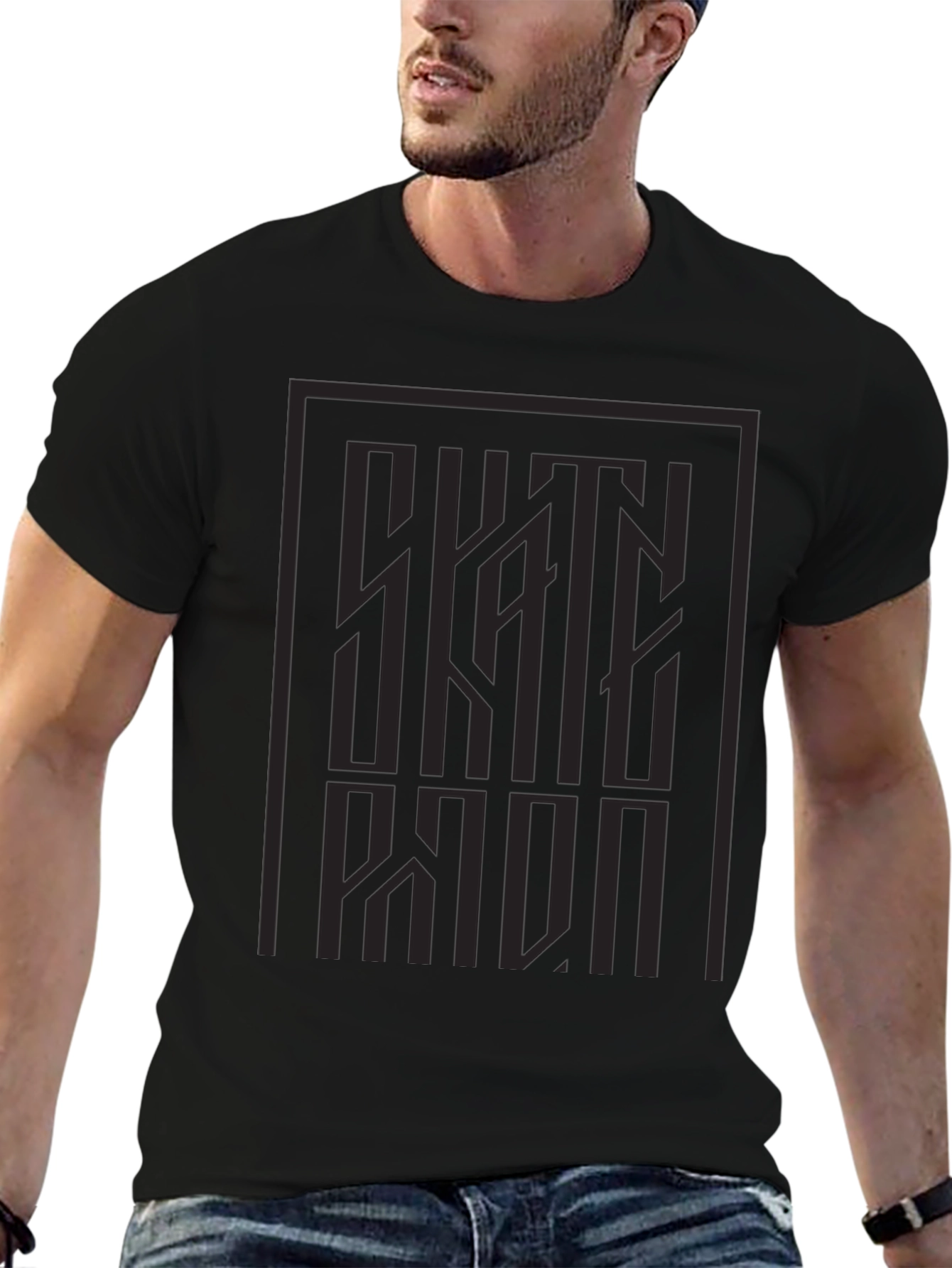 Modern Graphic Print Tee - Dark Gray