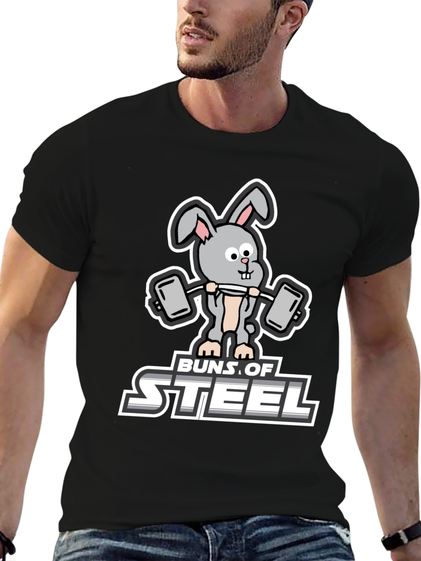 Buns of Steel T-Shirt: Funny Workout Rabbit Tee
