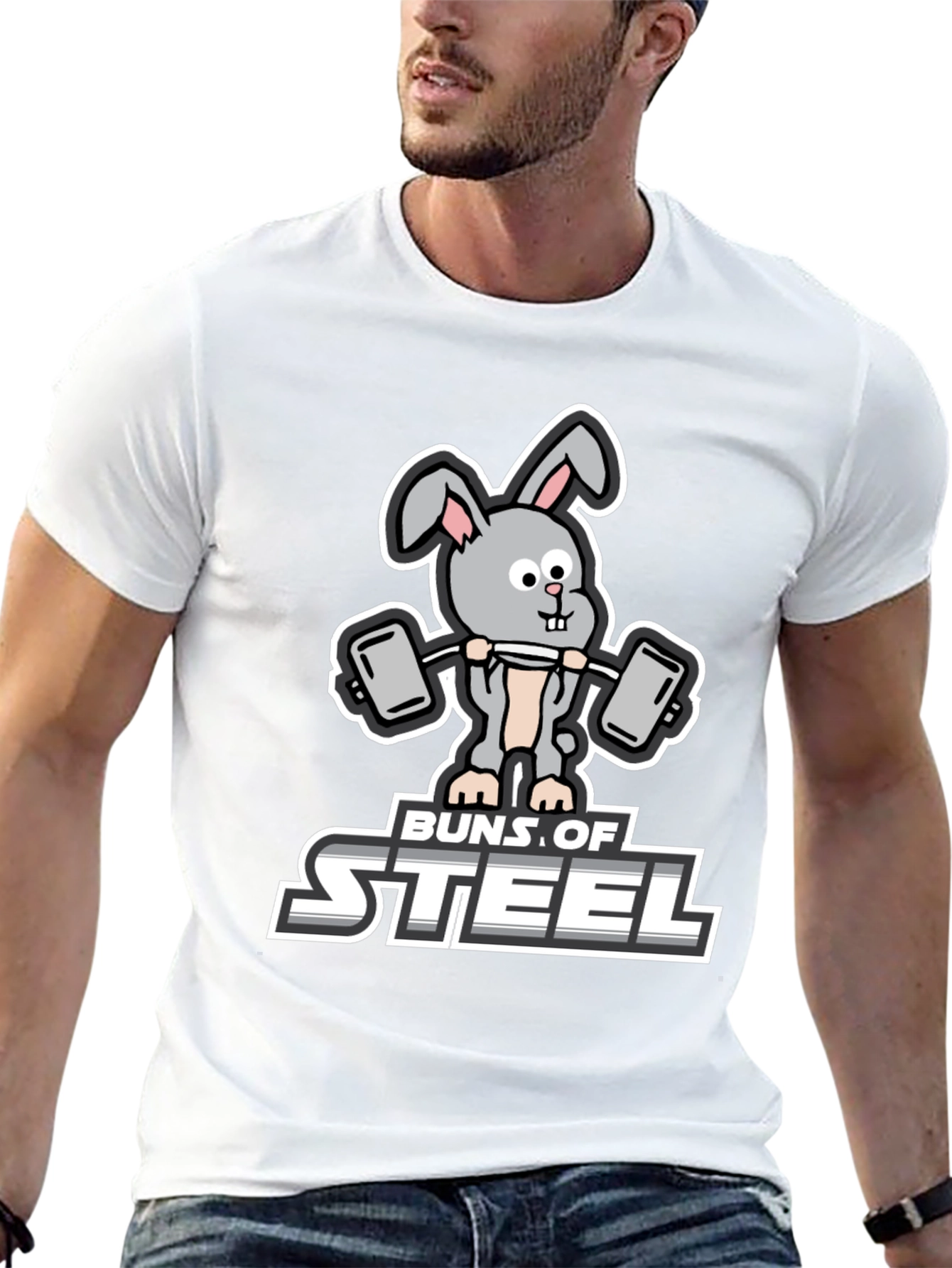 Buns of Steel T-Shirt: Funny Workout Rabbit Tee
