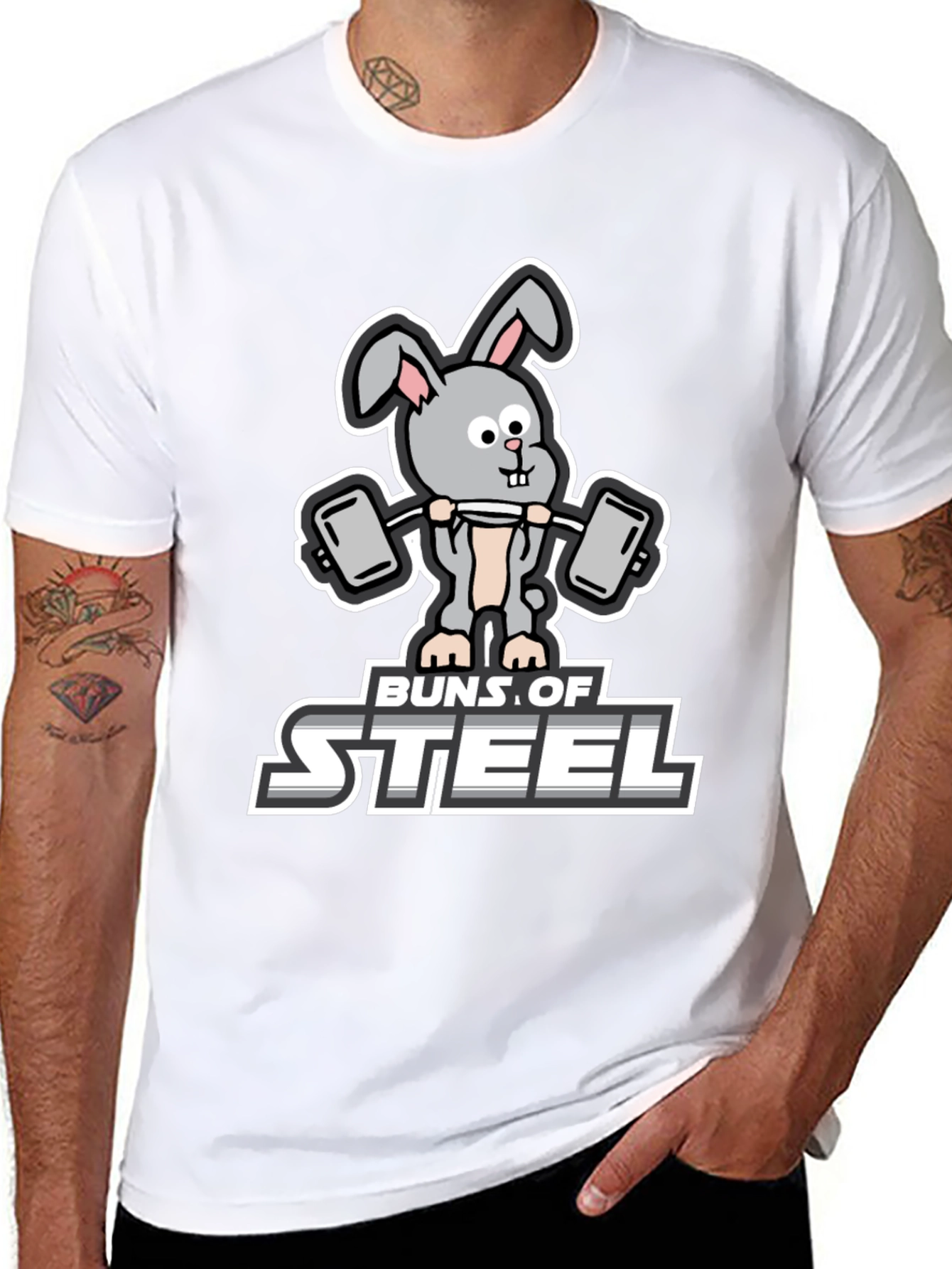 Buns of Steel T-Shirt: Funny Workout Rabbit Tee