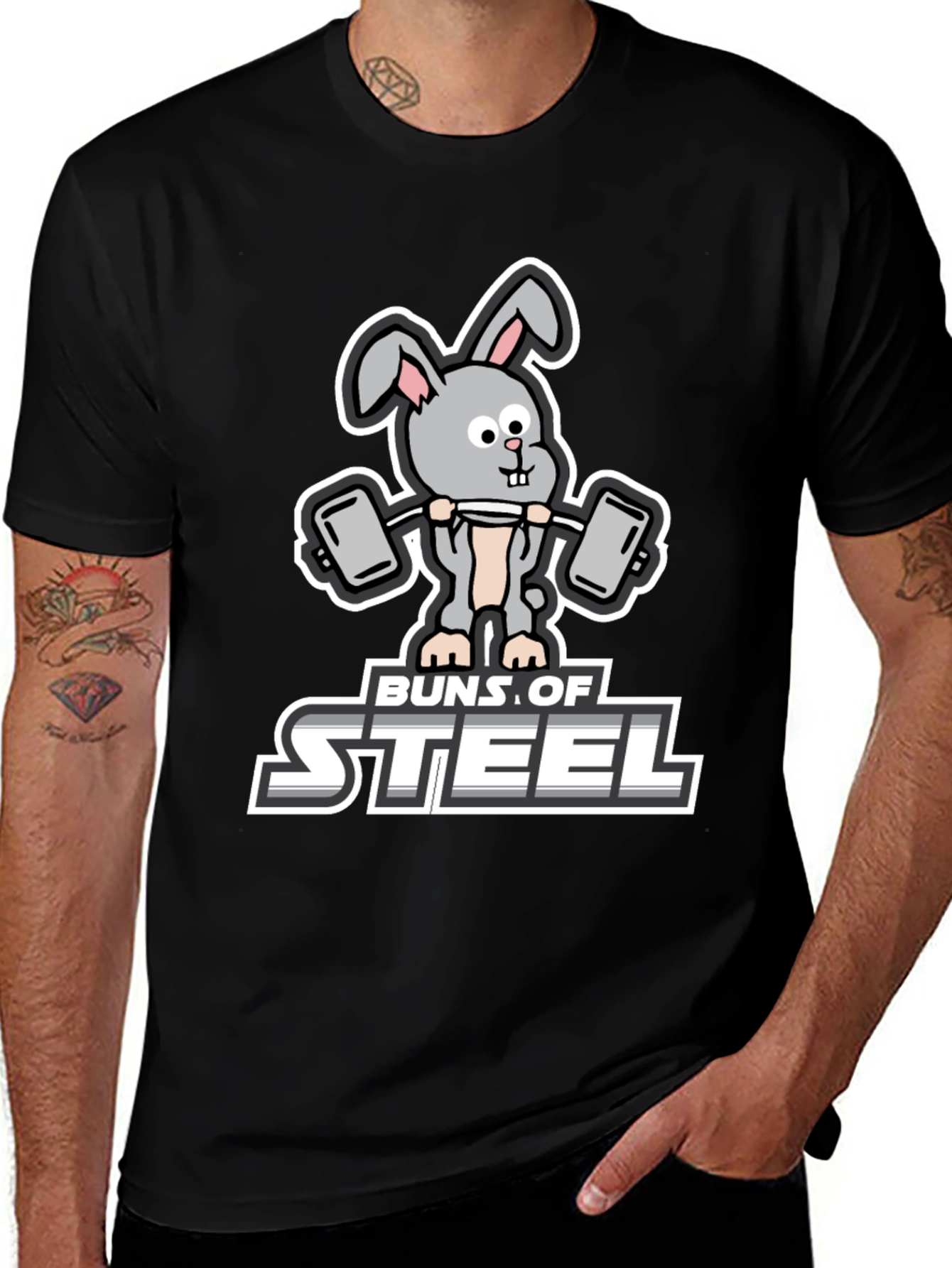 Buns of Steel T-Shirt: Funny Workout Rabbit Tee