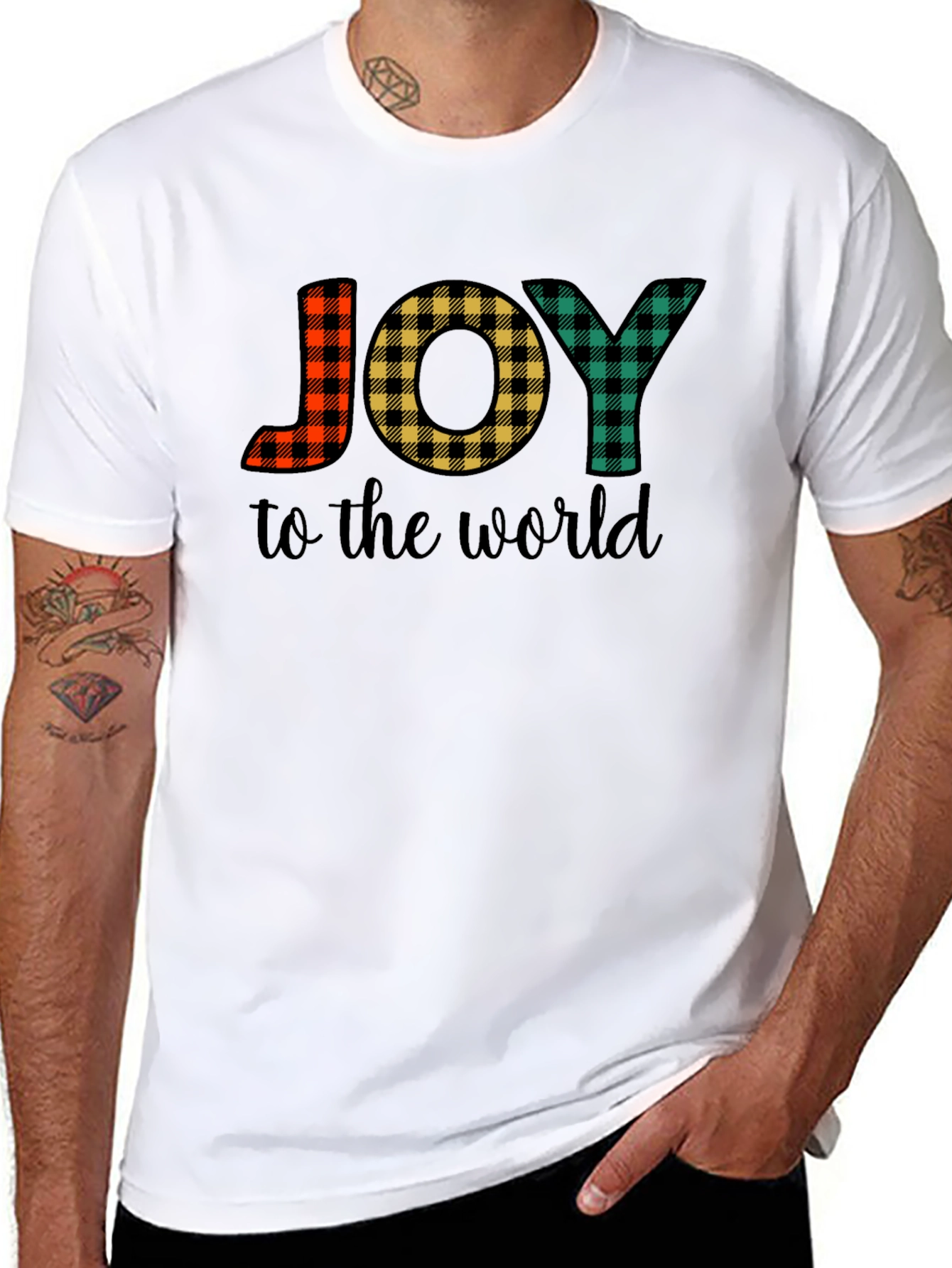 Plaid JOY Christmas T-Shirt