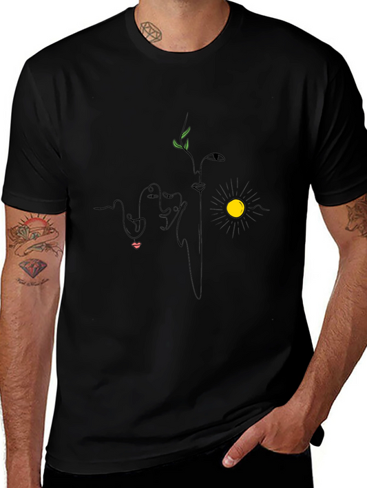 Abstract Faces Graphic Black T-Shirt