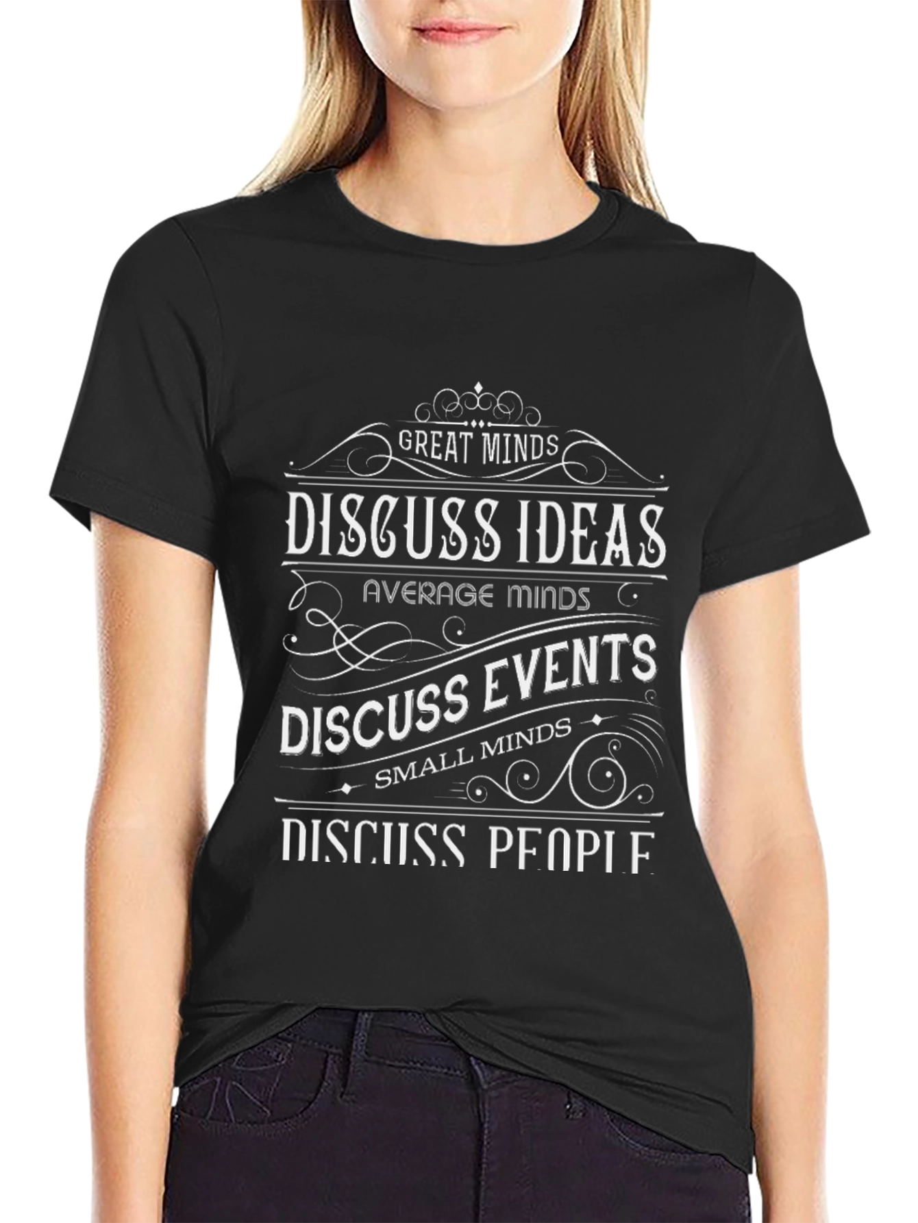 Great Minds Discuss Ideas T-Shirt - Black