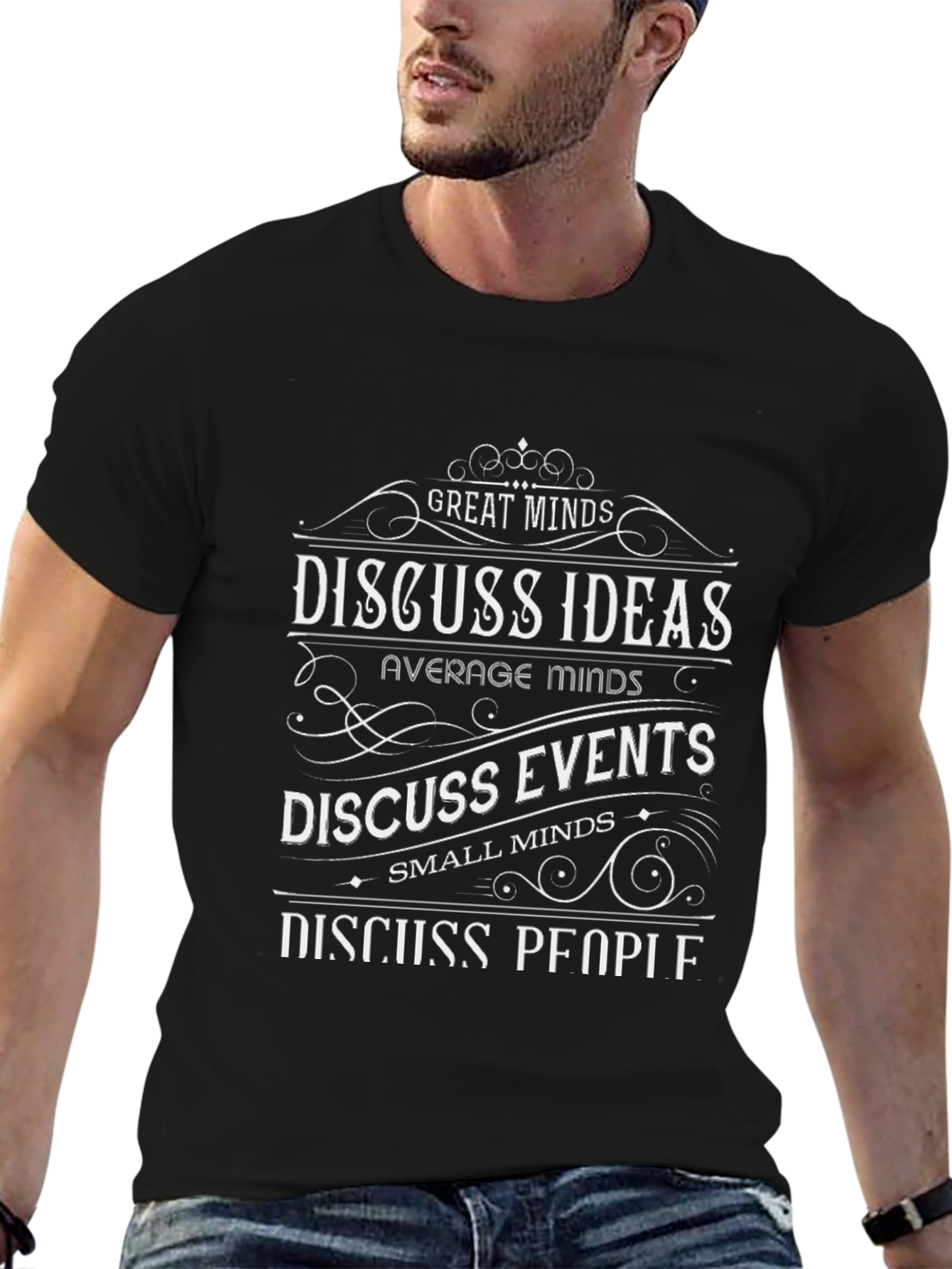 Great Minds Discuss Ideas T-Shirt - Black
