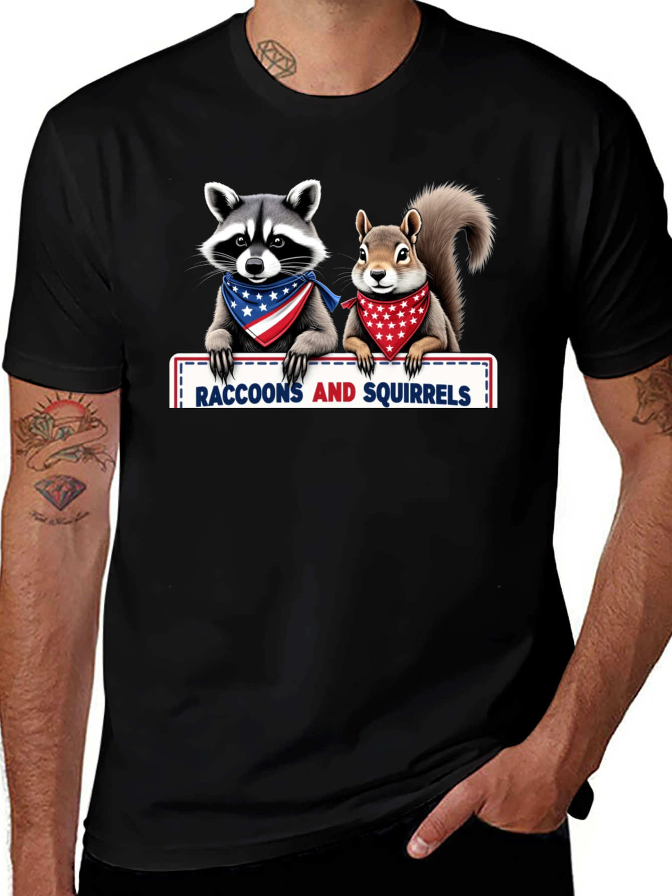 Raccoons and Squirrels Patriotic T-Shirt