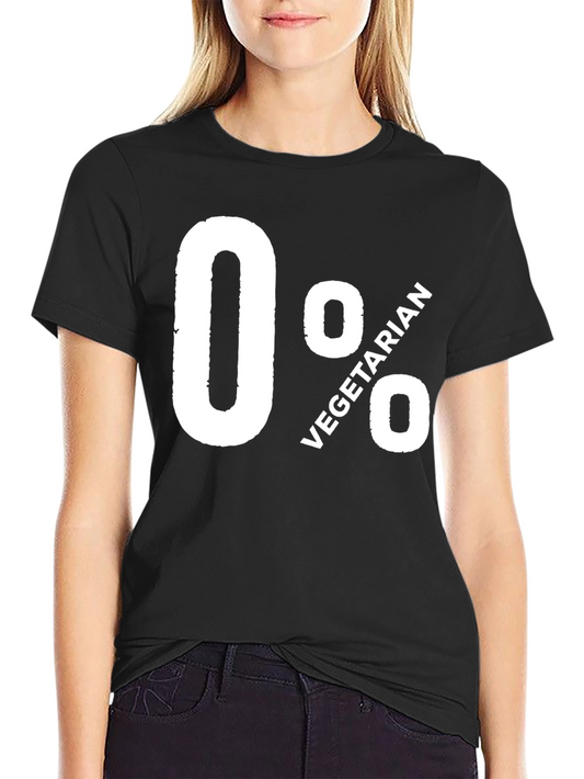 0% Vegetarian Graphic Tee - Black Cotton T-Shirt