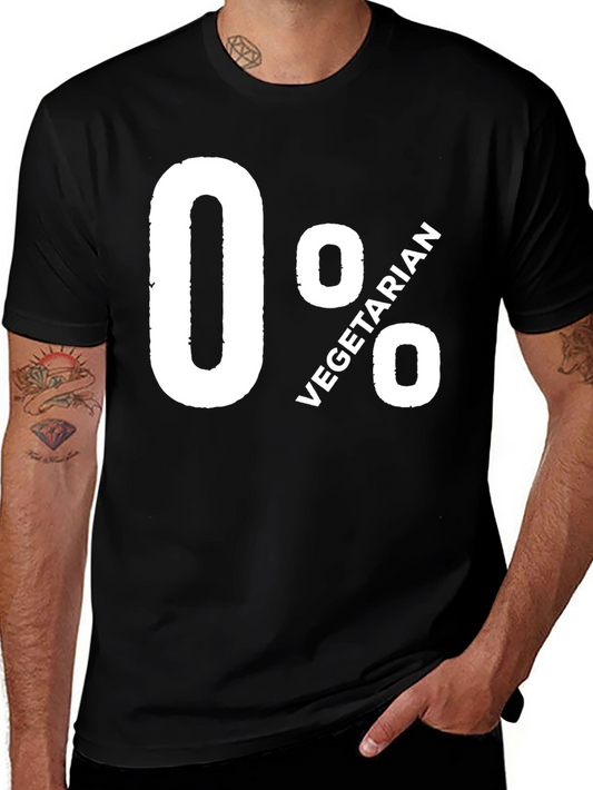 0% Vegetarian Graphic Tee - Black Cotton T-Shirt