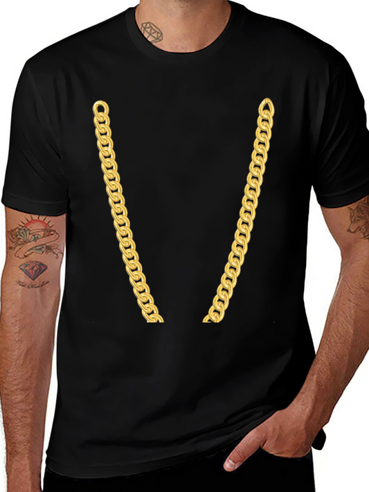 Gold Chain Graphic Black T-Shirt