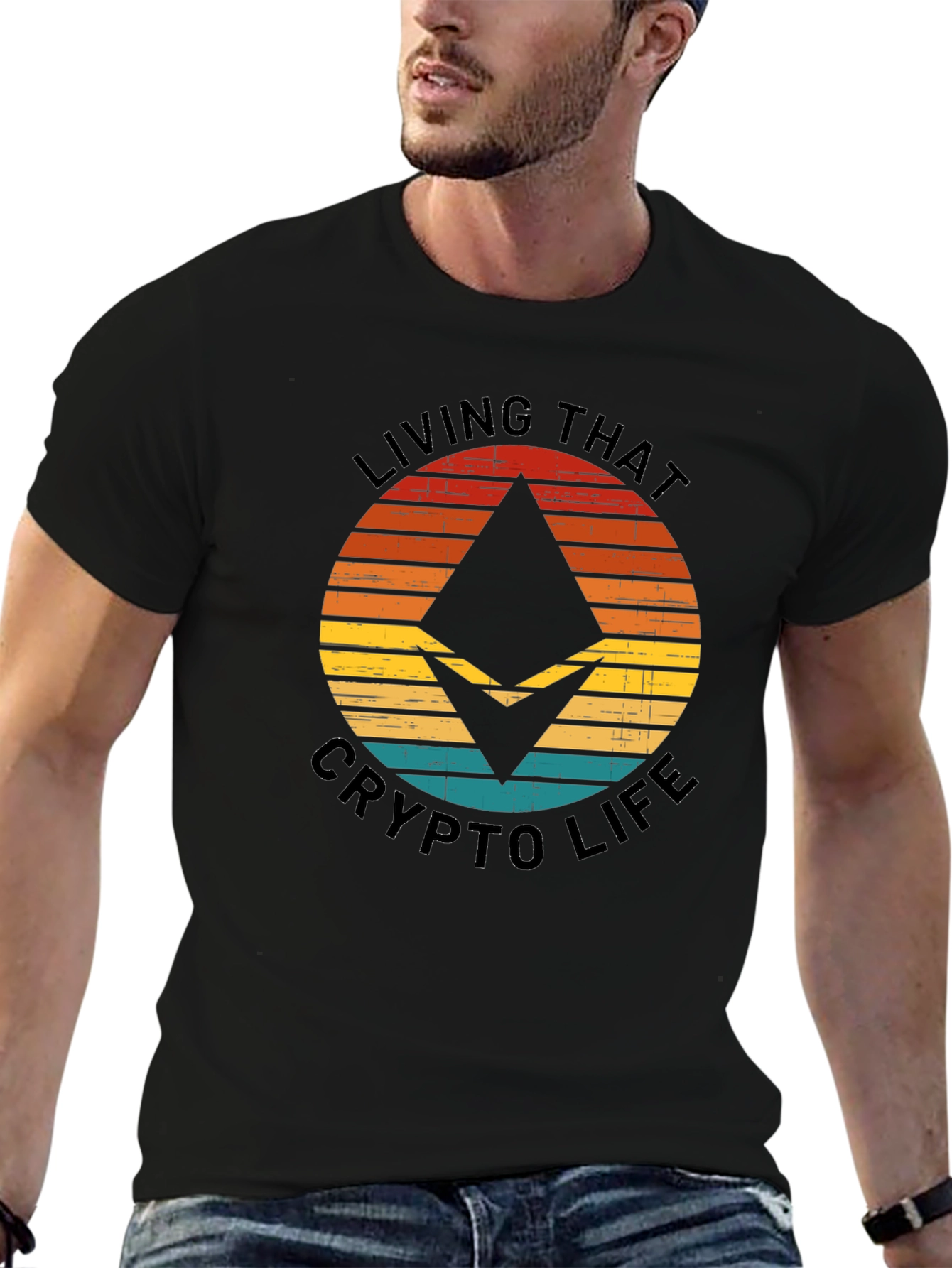 Crypto Life Black T-Shirt - Ethereum Design