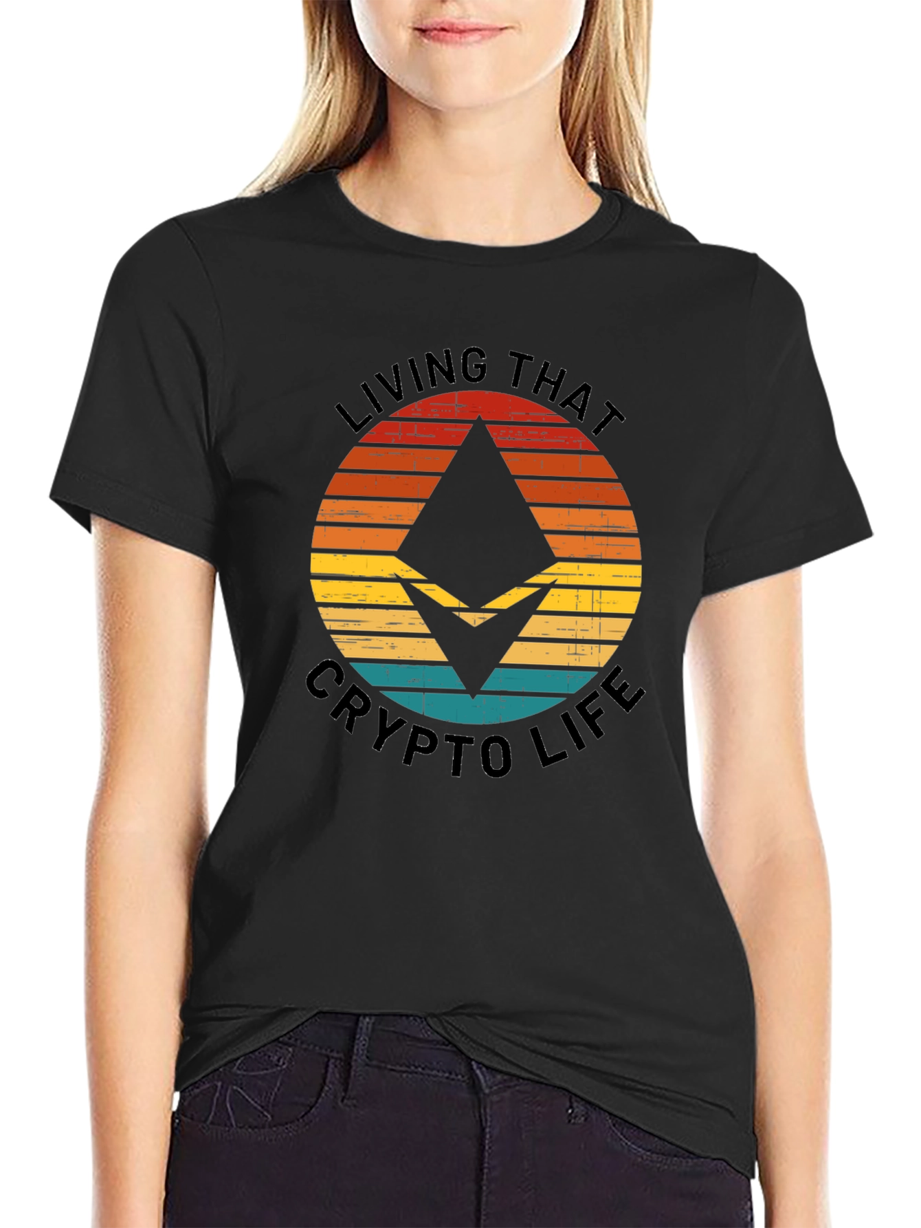 Crypto Life Black T-Shirt - Ethereum Design