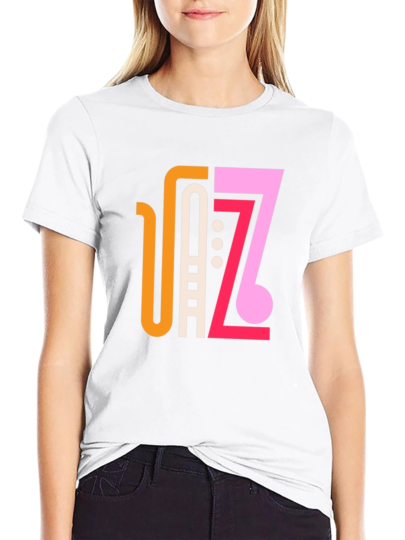 Stylish Jazz Graphic Black T-Shirt