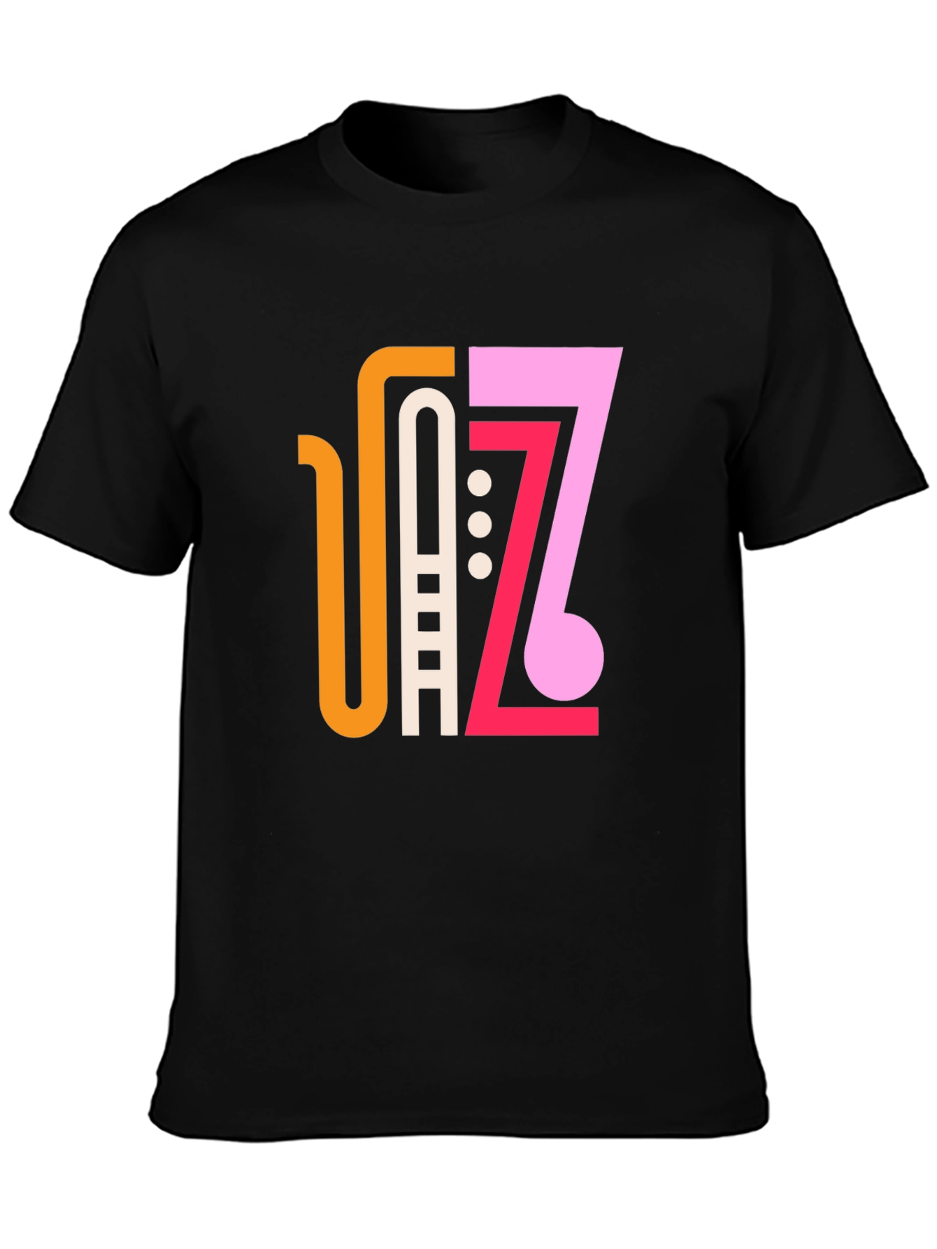 Stylish Jazz Graphic Black T-Shirt