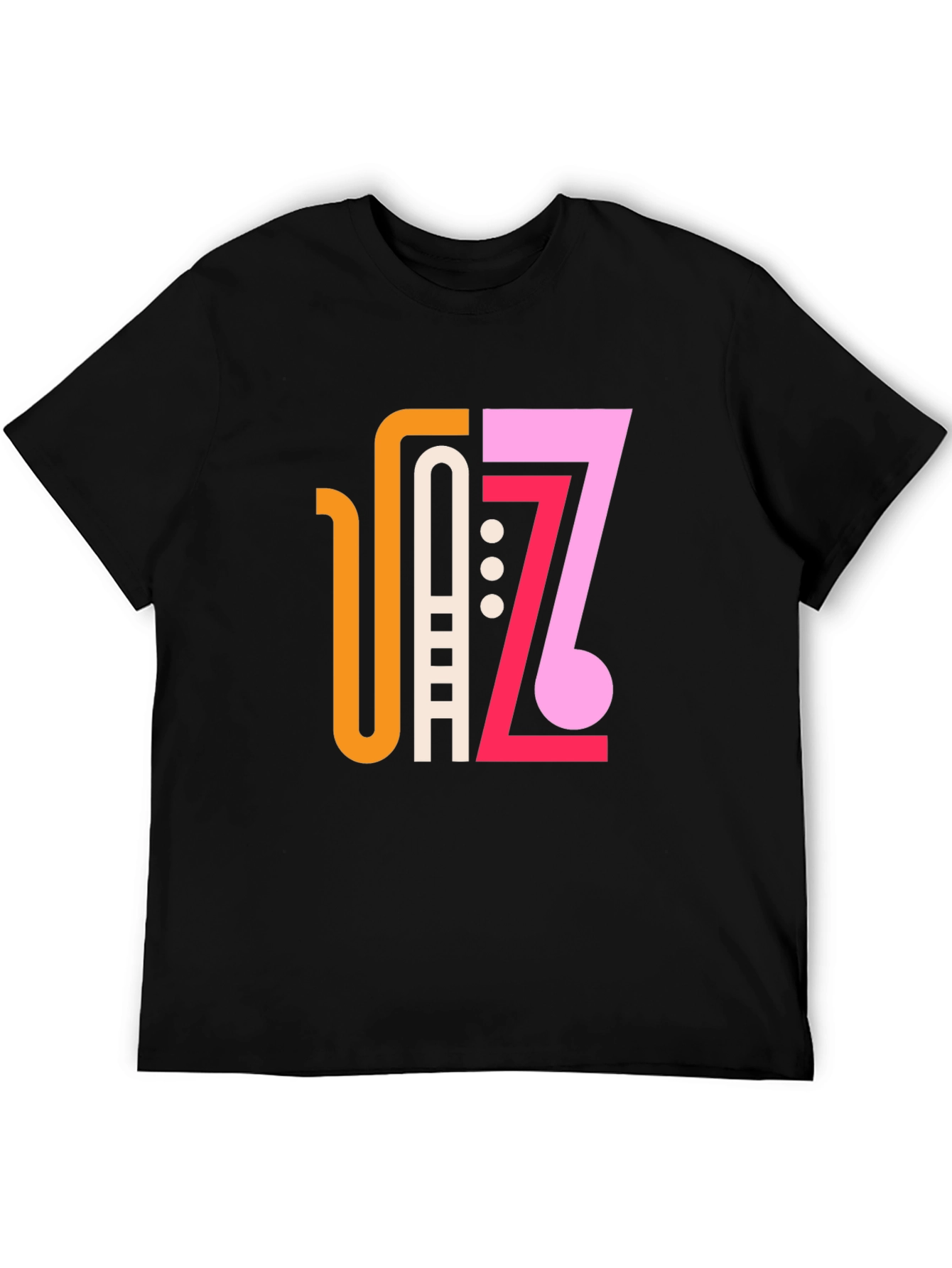Stylish Jazz Graphic Black T-Shirt