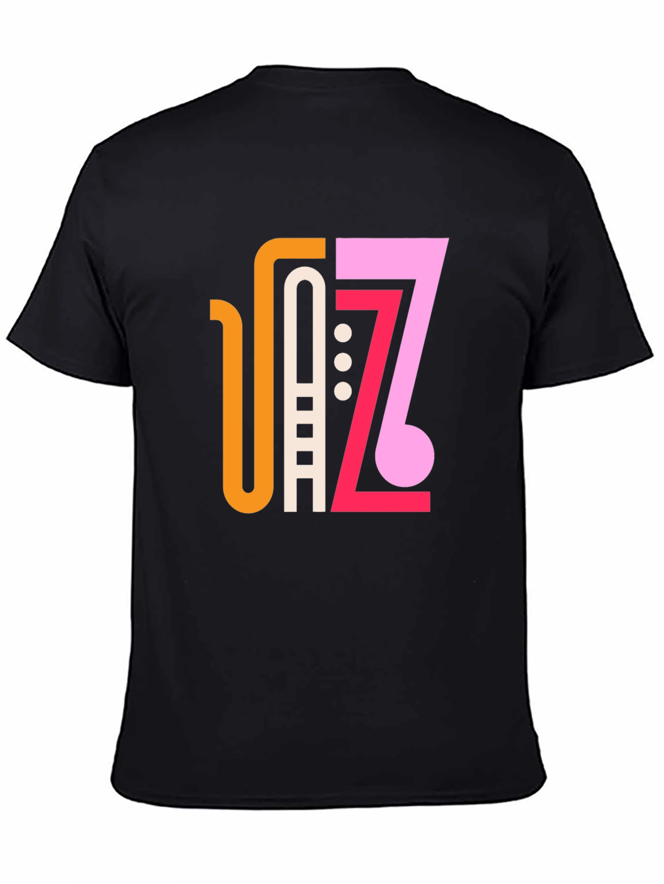 Stylish Jazz Graphic Black T-Shirt