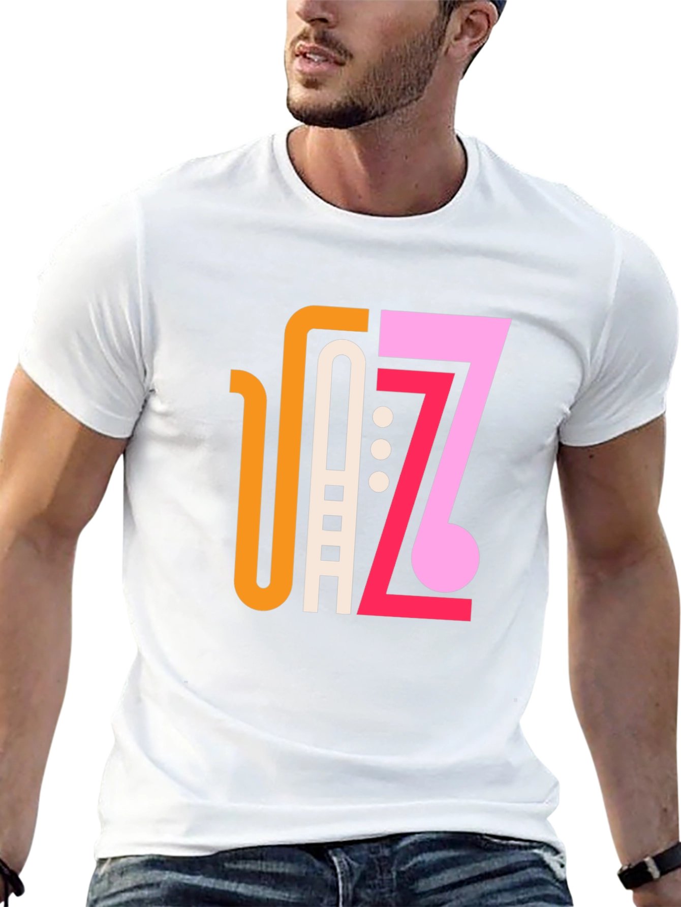 Stylish Jazz Graphic Black T-Shirt