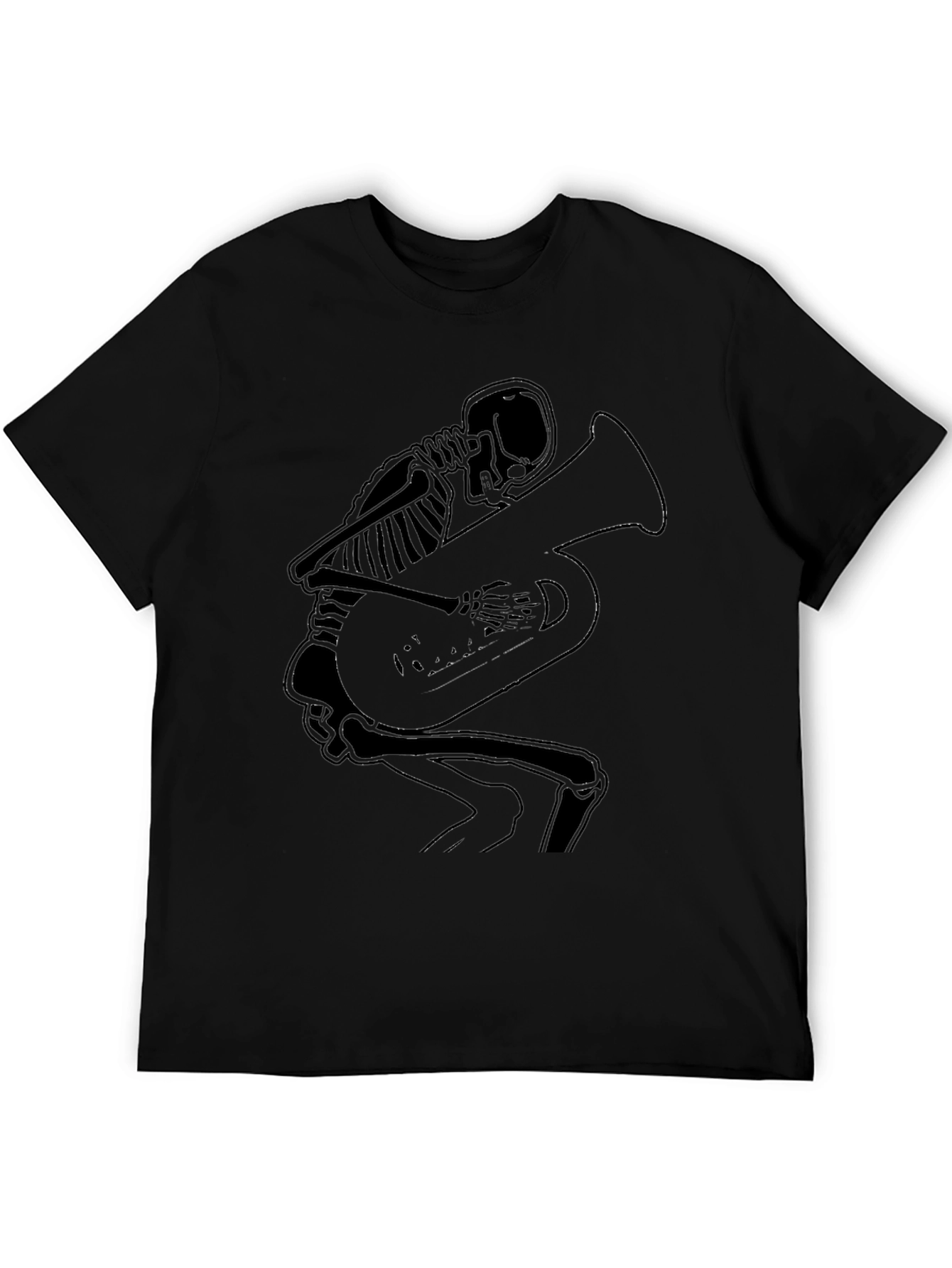 Skeleton Tuba Player Graphic Tee - Black